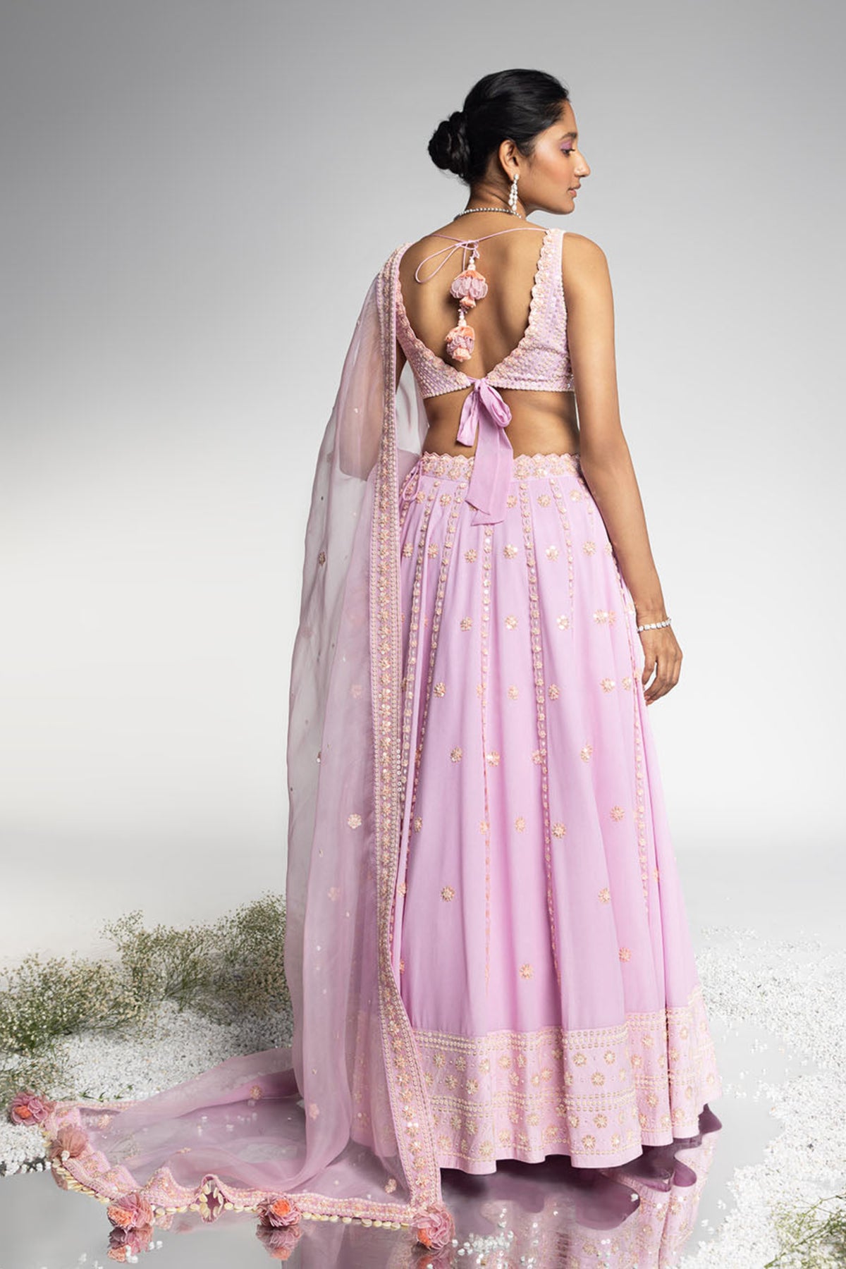 Lilac Chanderi Lehenga Set