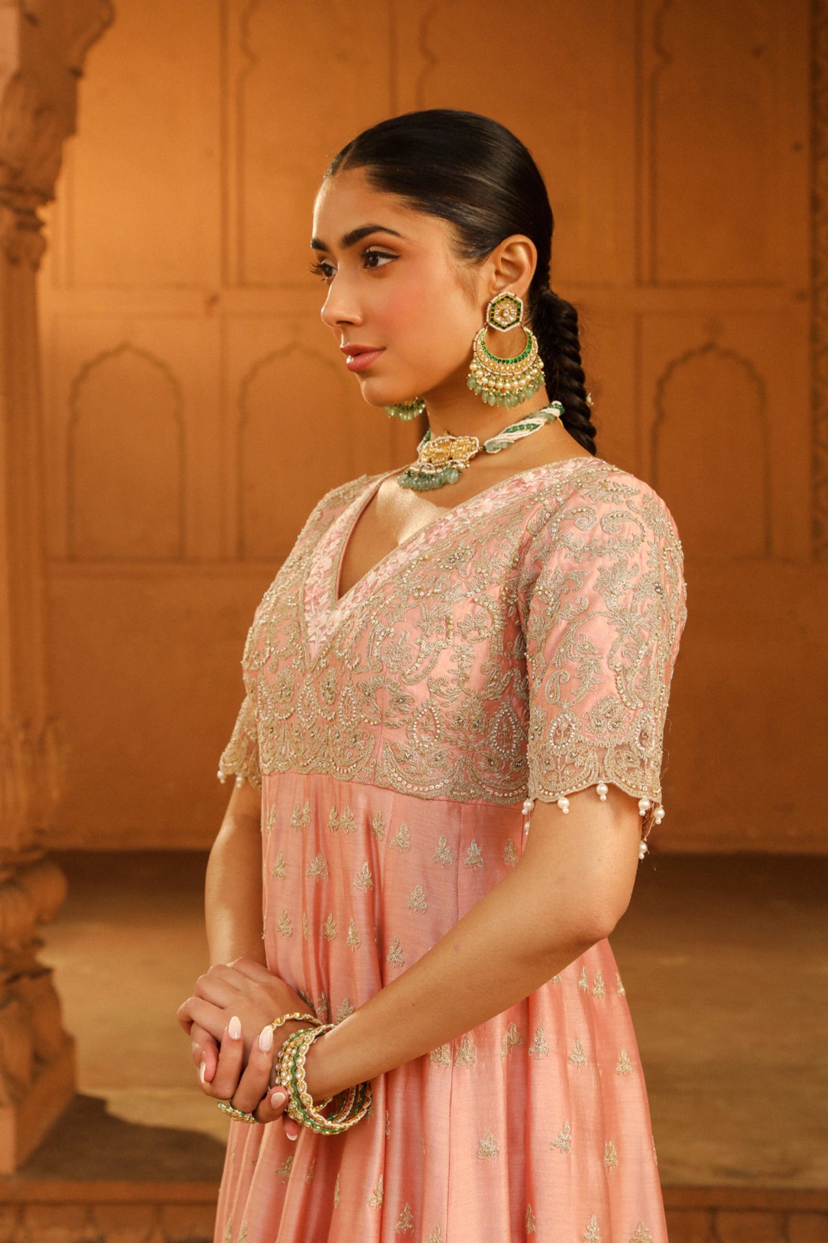 Off-rose Wasifa Anarkali Set