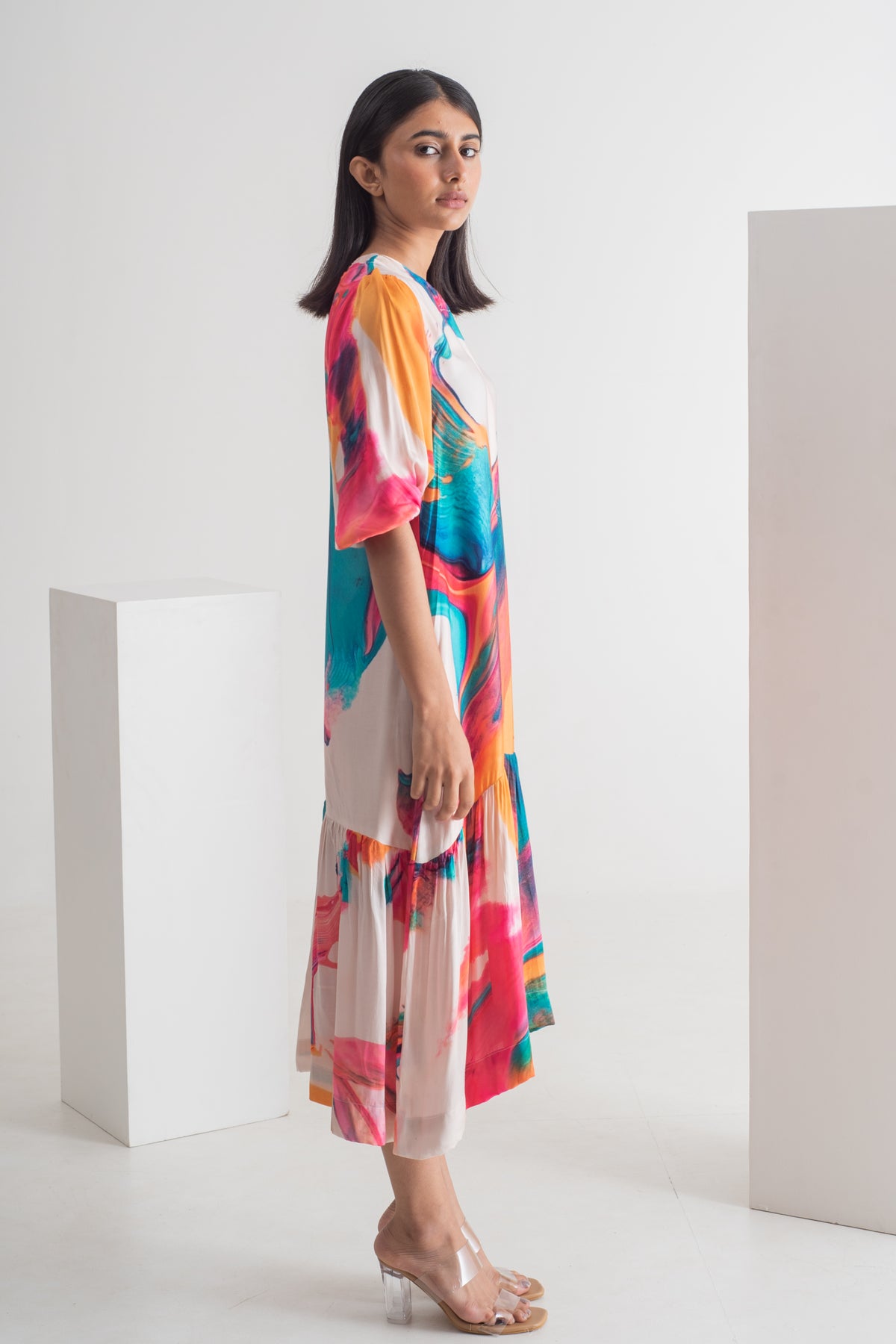 Multicolour Abstract Print  Dress