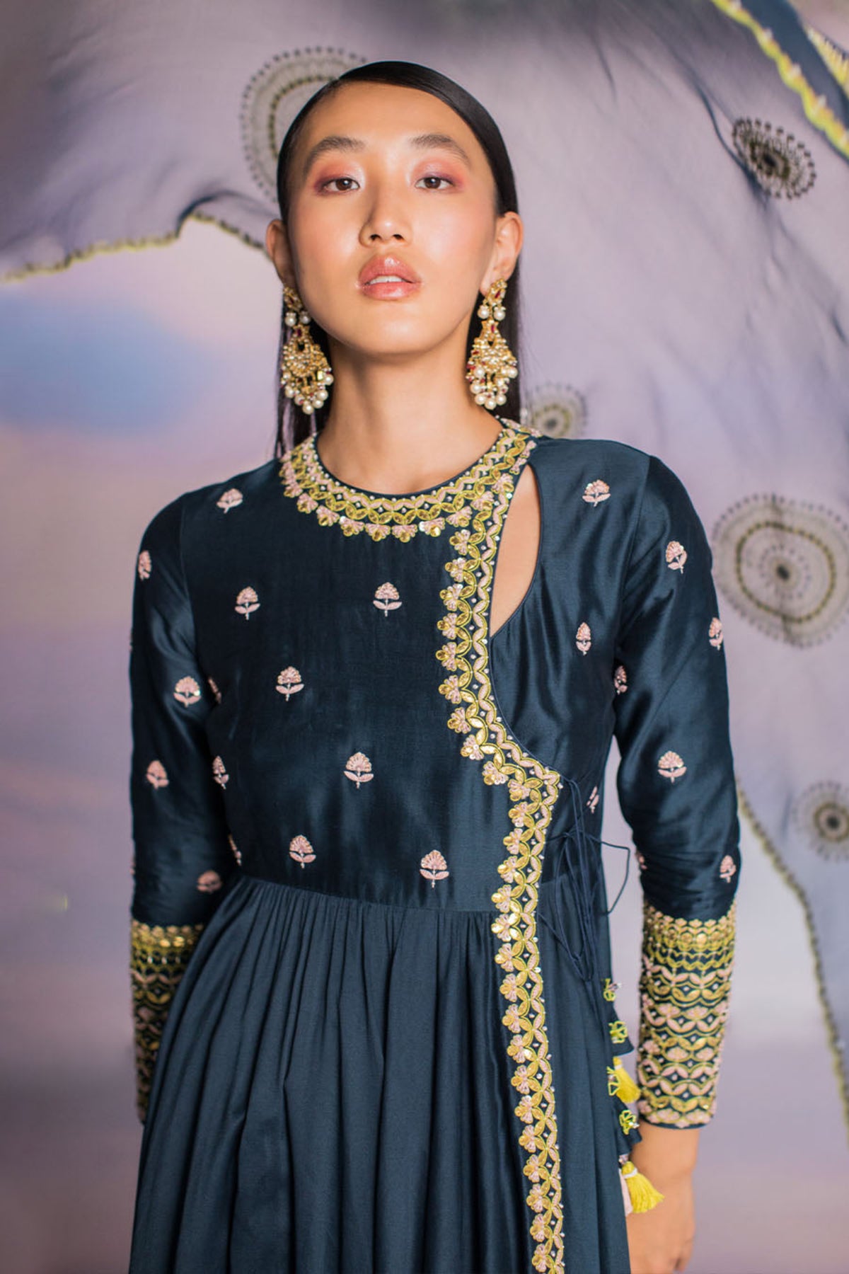 Night Sky Chanderi Anarkali Set