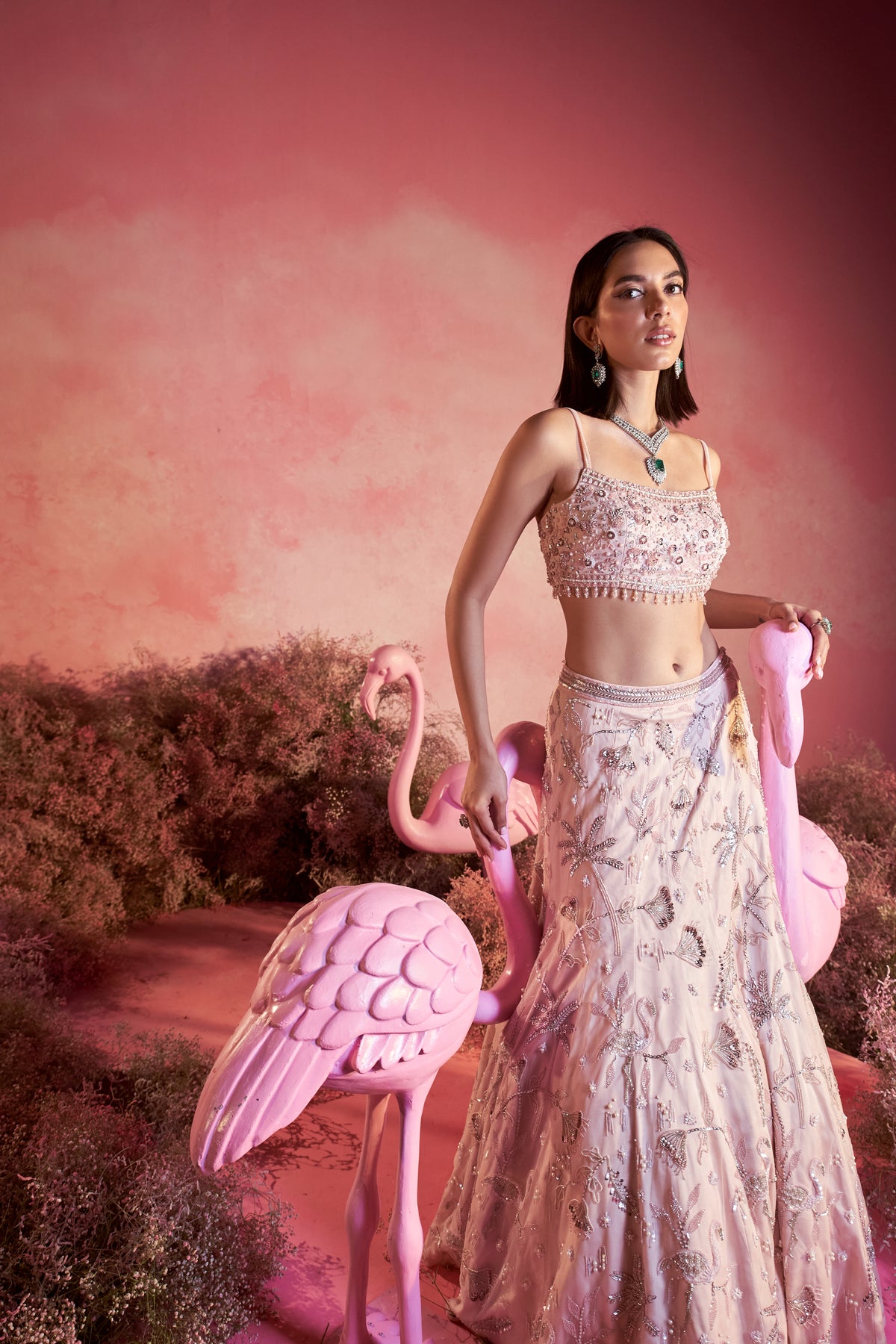 Flamingo Lehenga Set