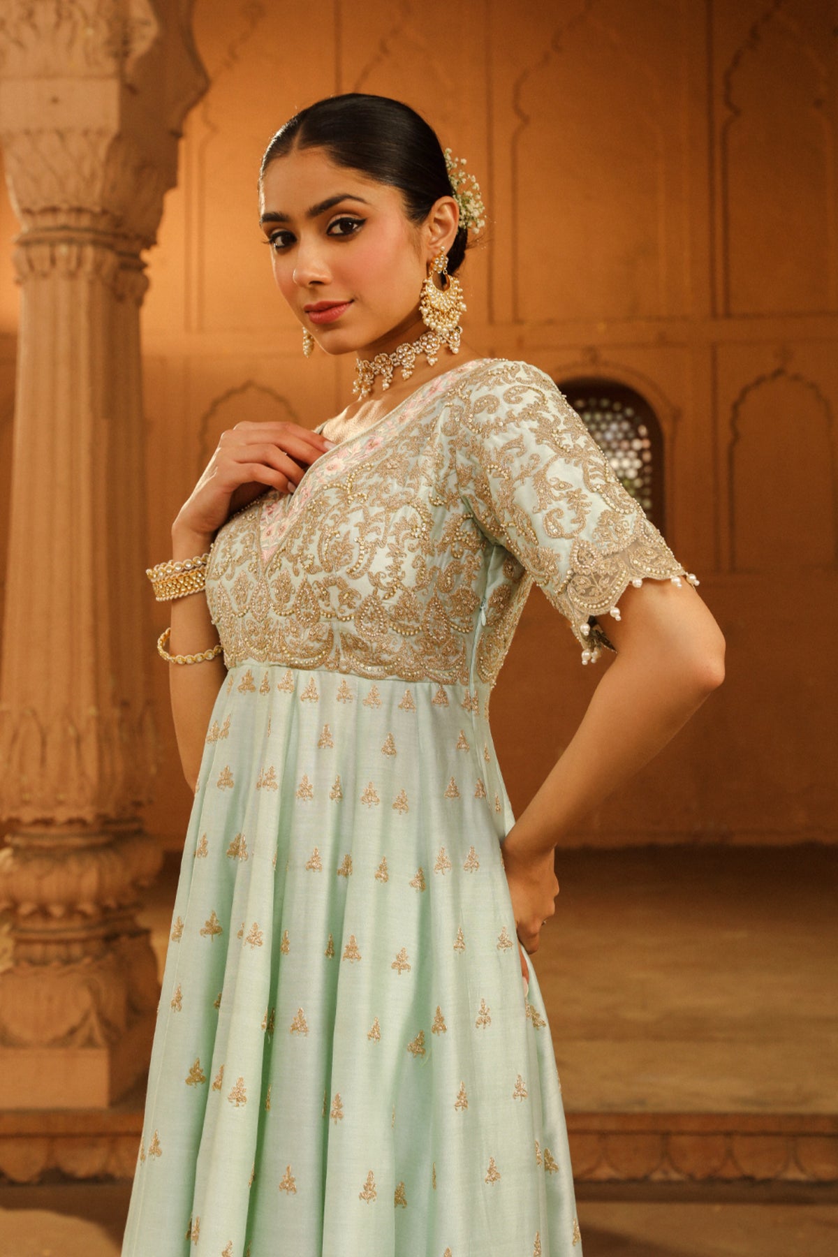 Mitsy Green Wasifa Anarkali Set