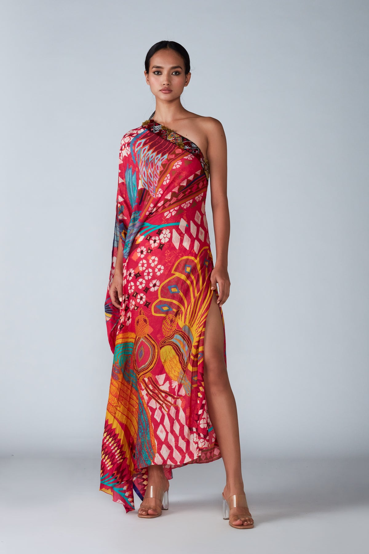 One Shoulder Printed Dress