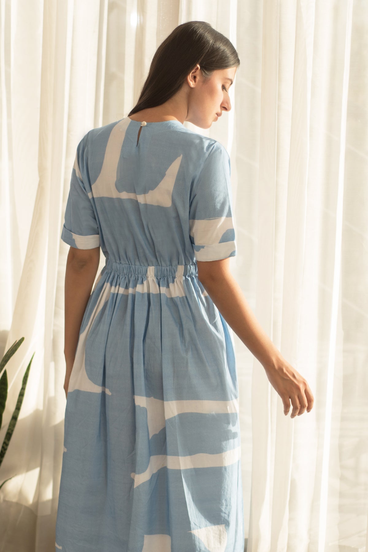 Blue Abstract Print Dress