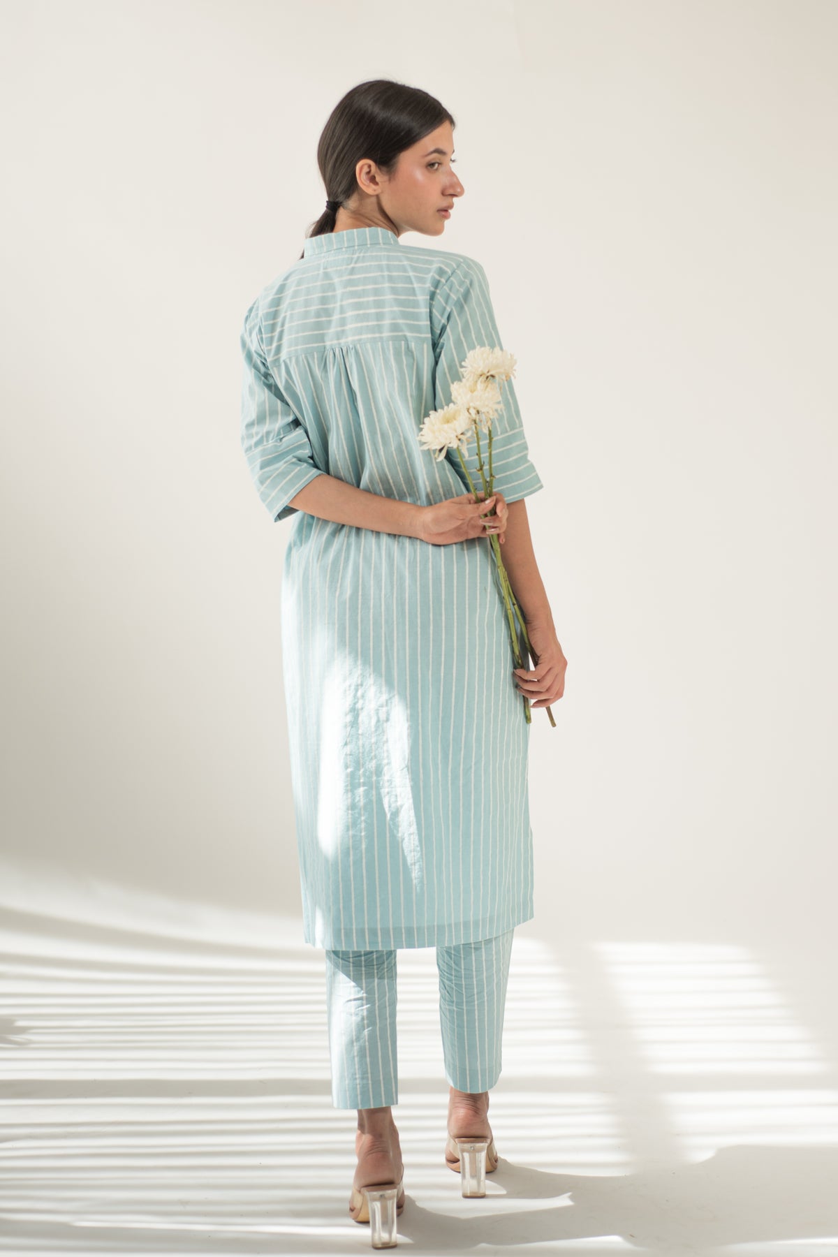 Blue Stripe Tunic And Pant Set