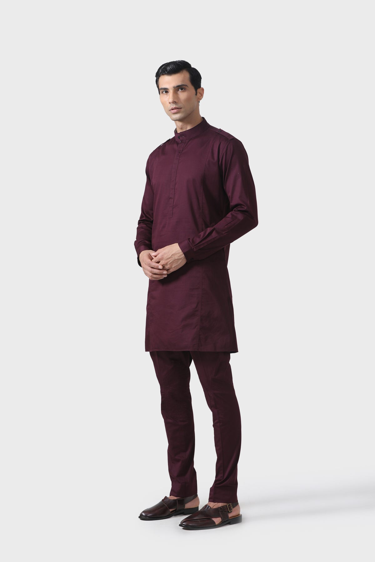 Elite Bespoke Maroon Pathani Kurta