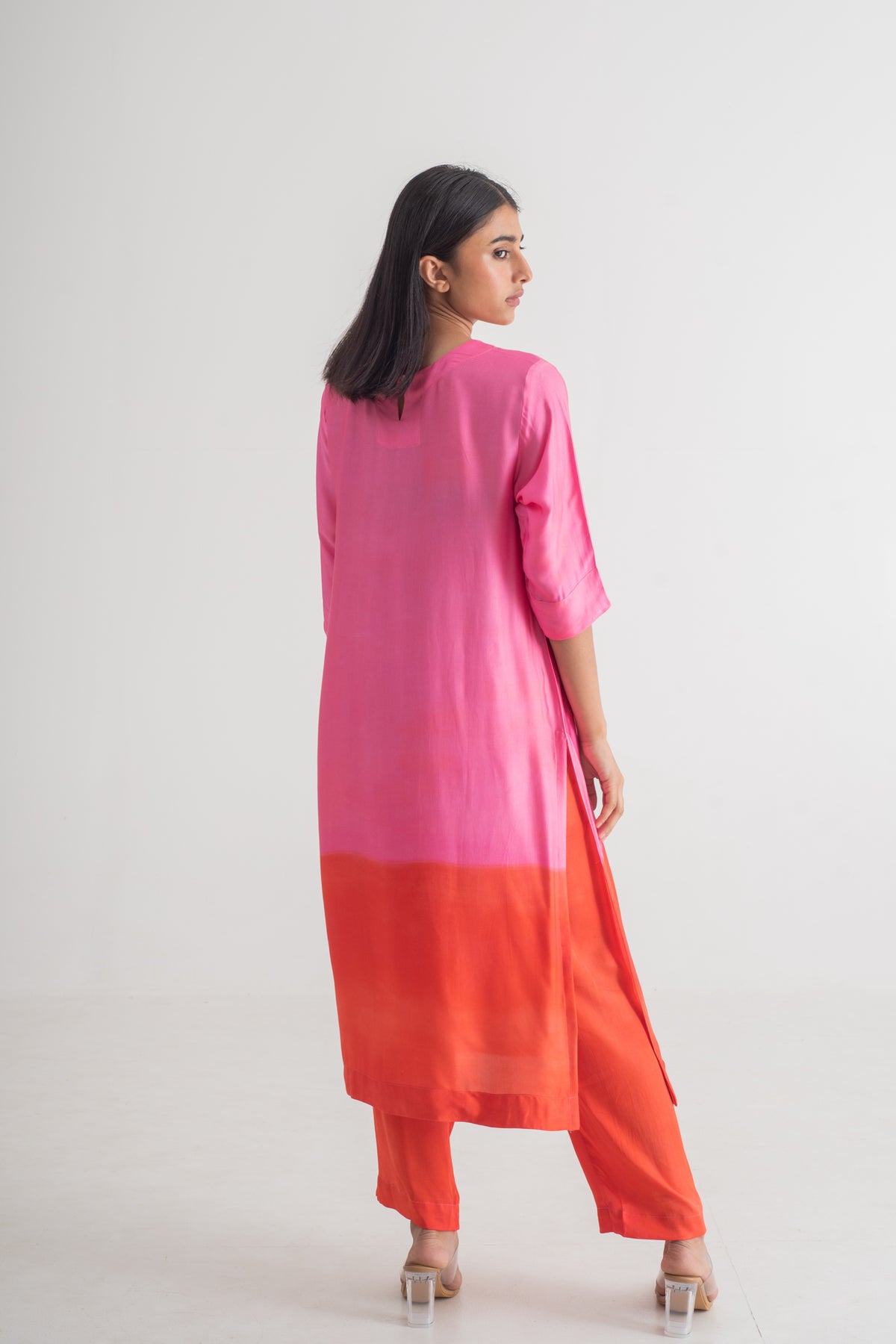 Red Pink Ombre Kurta Set