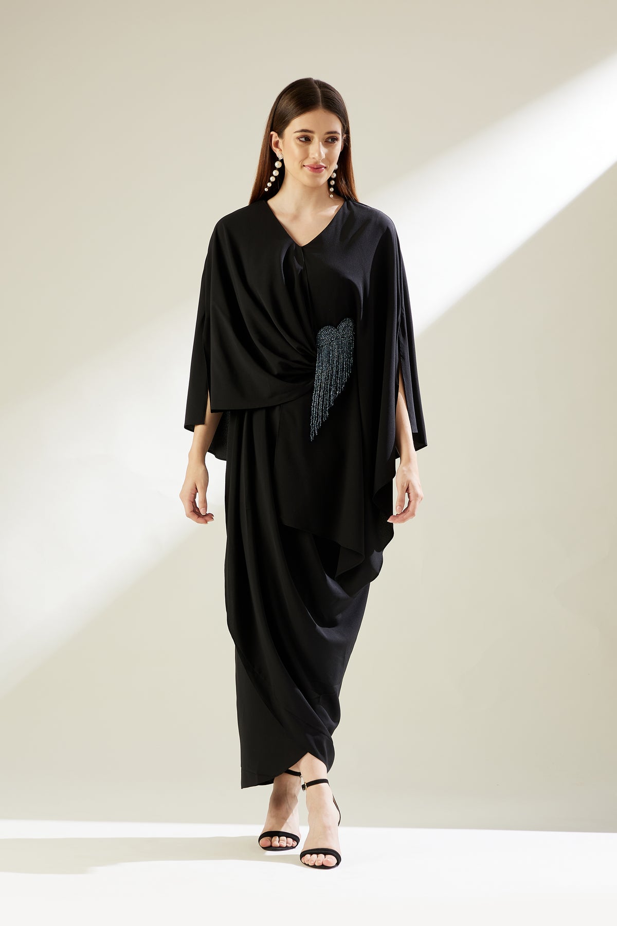 Crystal Fringe Drape Dress