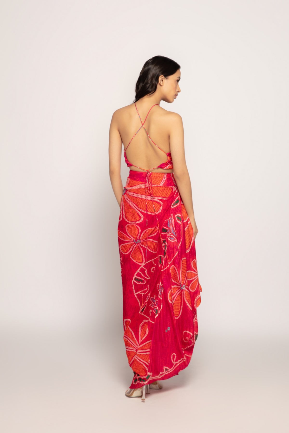 Marigold Bandhani Print Bralette and Skirt