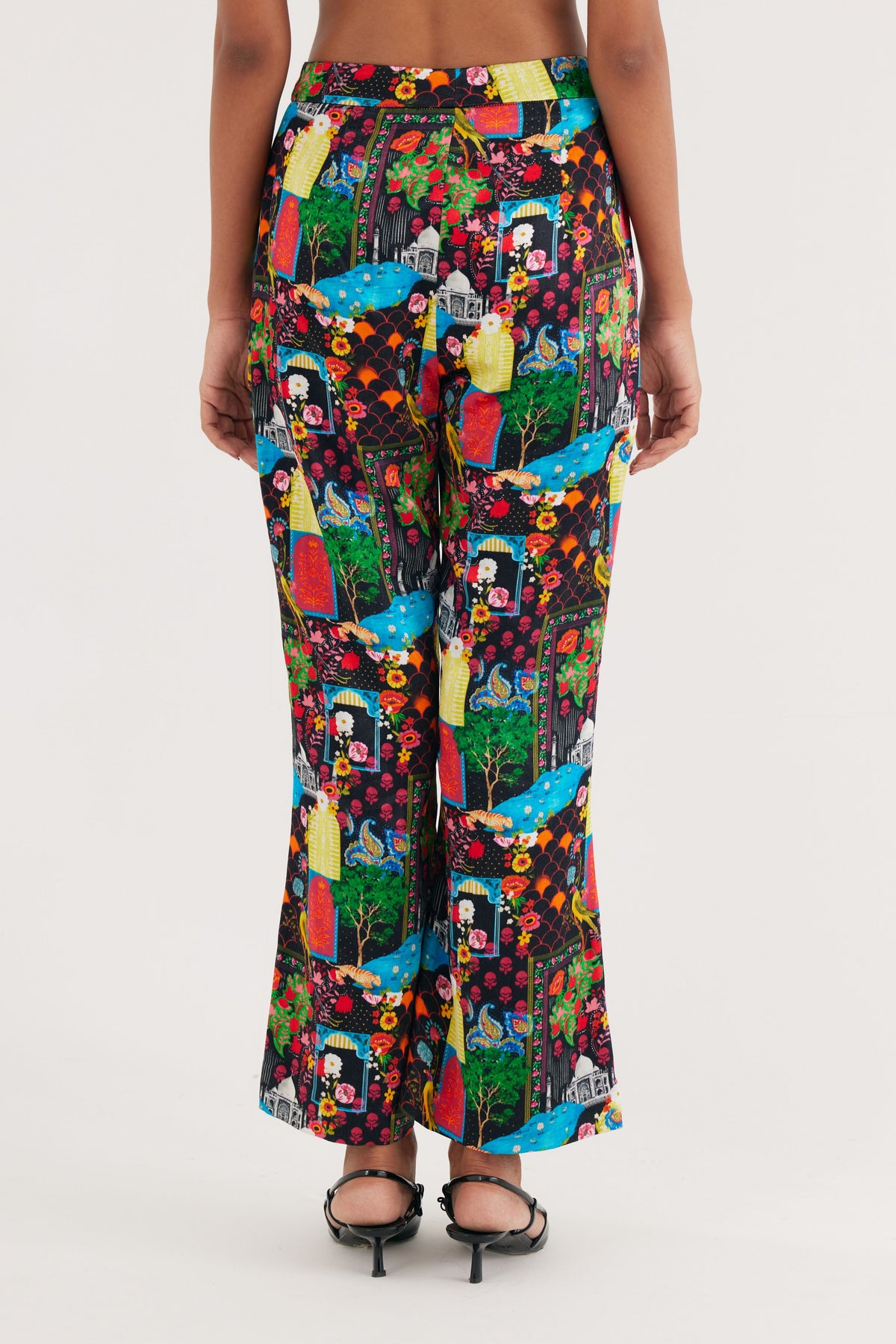 Black Indian Print Mushroo Pants