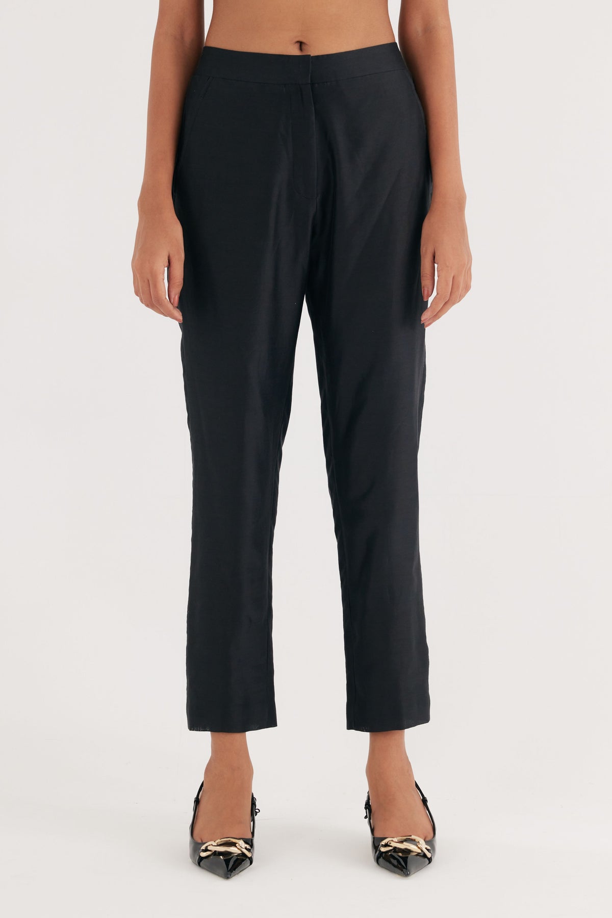 Black Chanderi Narrow Pant