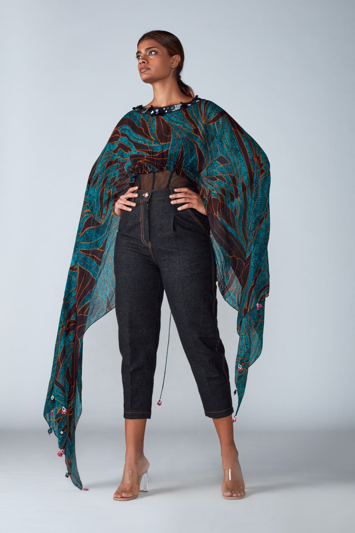 Wing Print Dupatta Cape