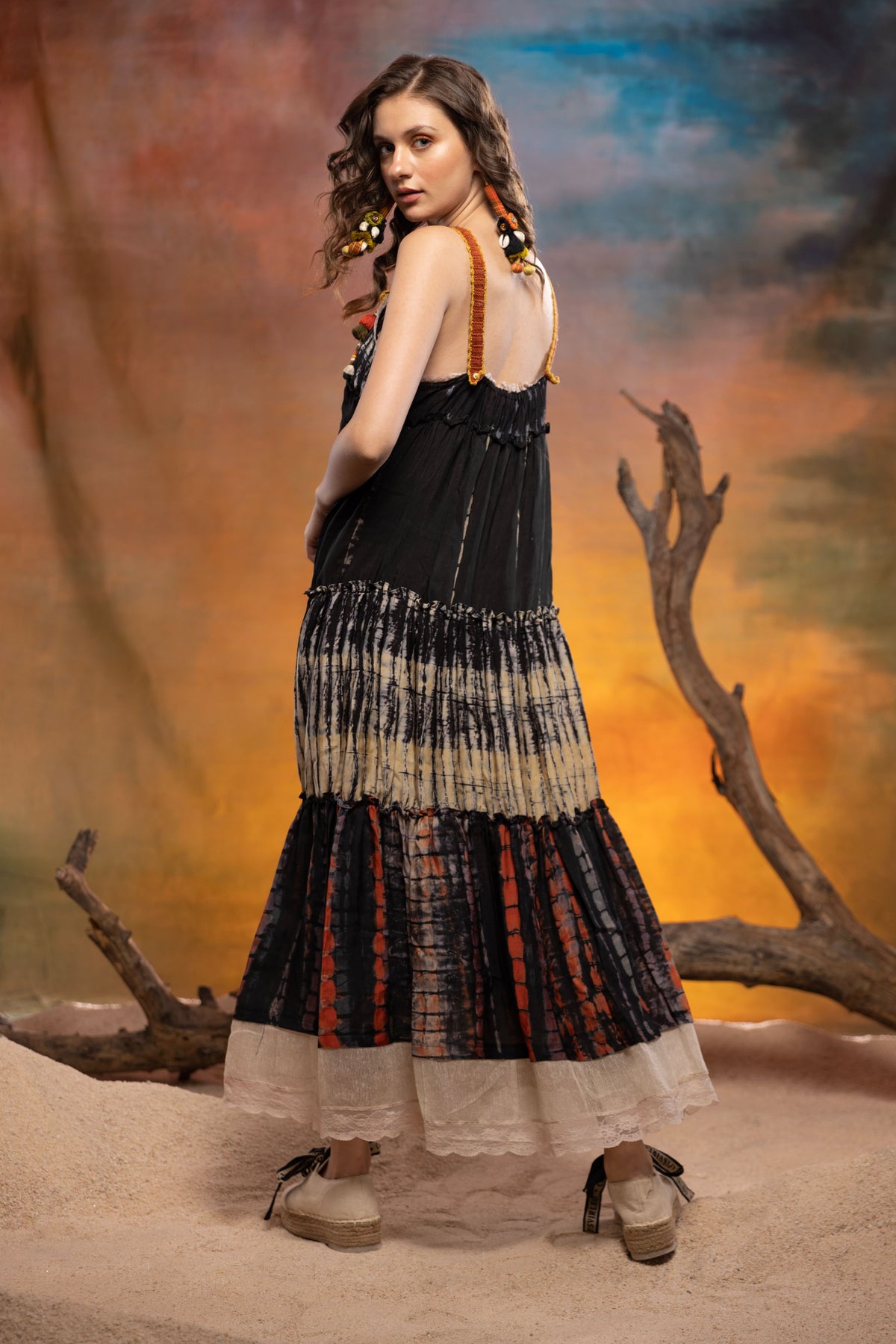 Ebony Multi Panel Pleated Dress