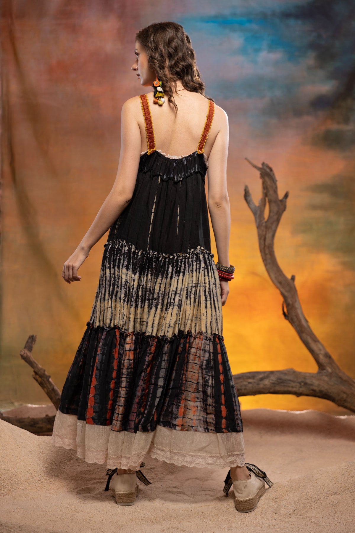 Ebony Multi Panel Pleated Dress