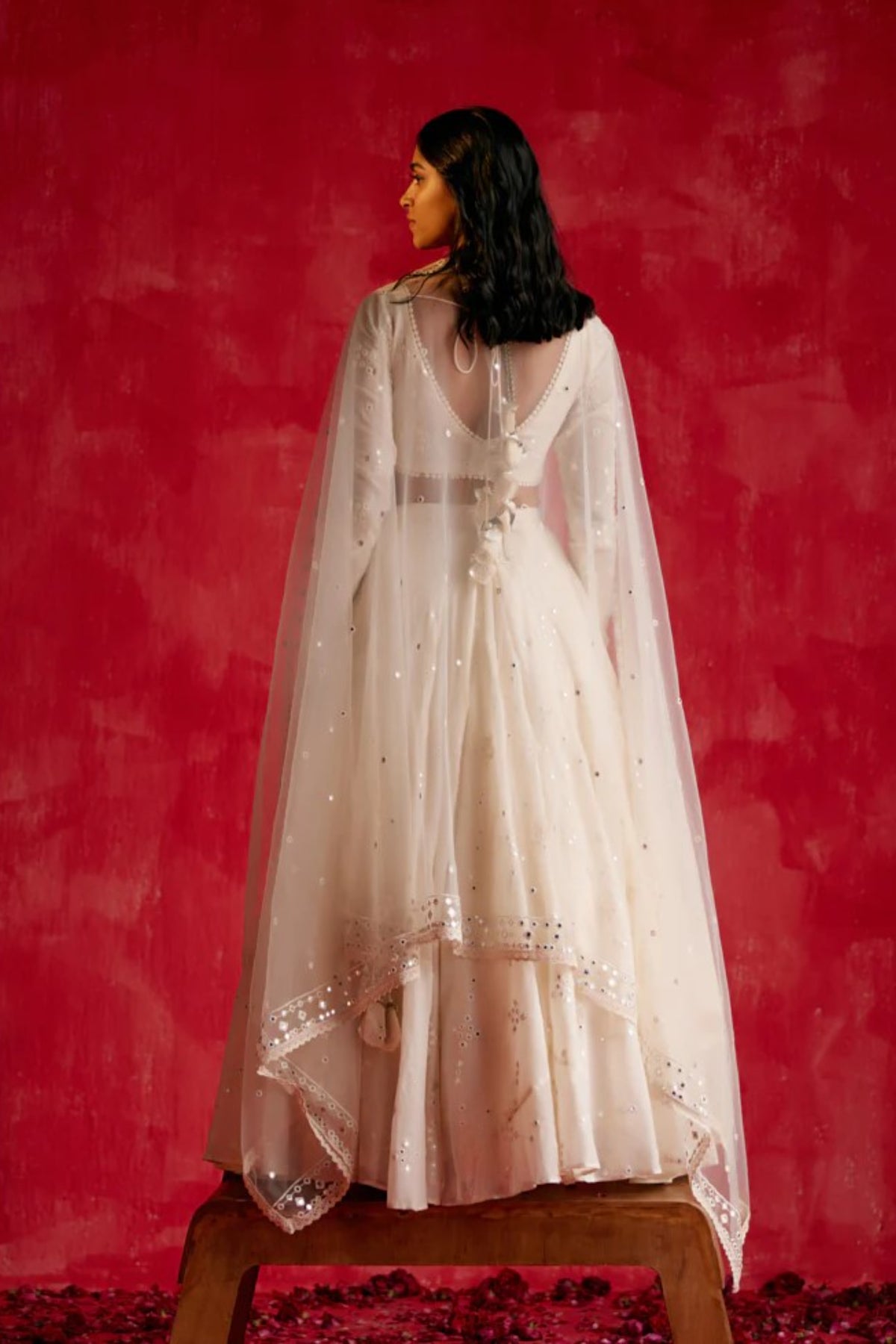 Off White Bk Lehenga Set