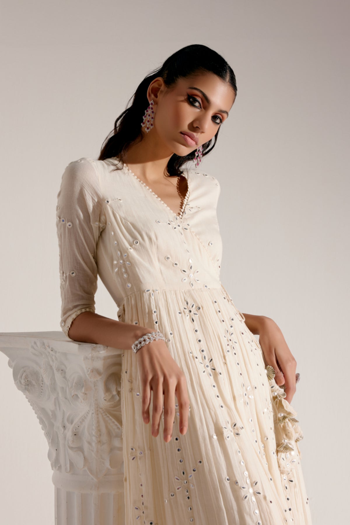 Off White Anarkali With Dupatta