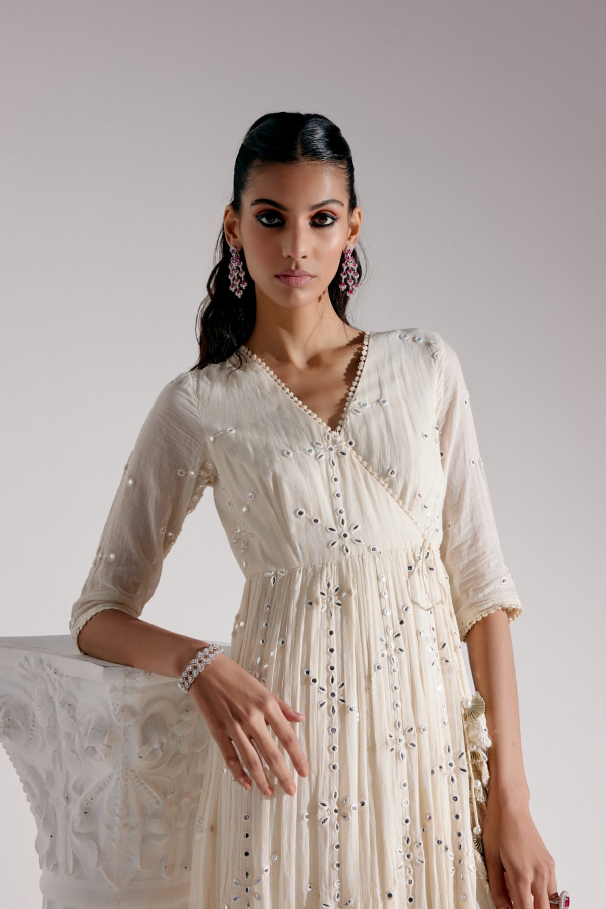 Off White Anarkali With Dupatta