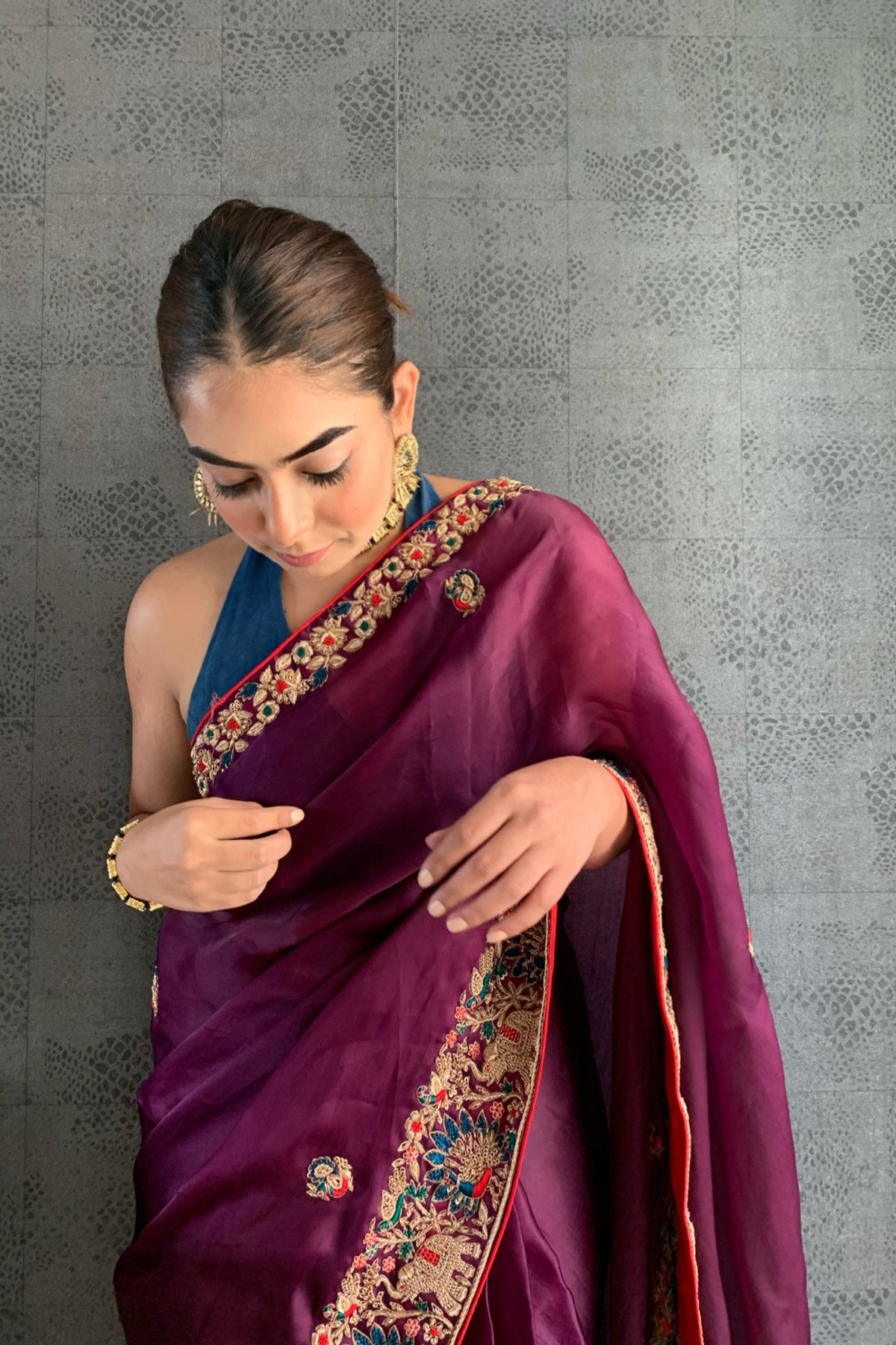 Royal Purple Organza Saree