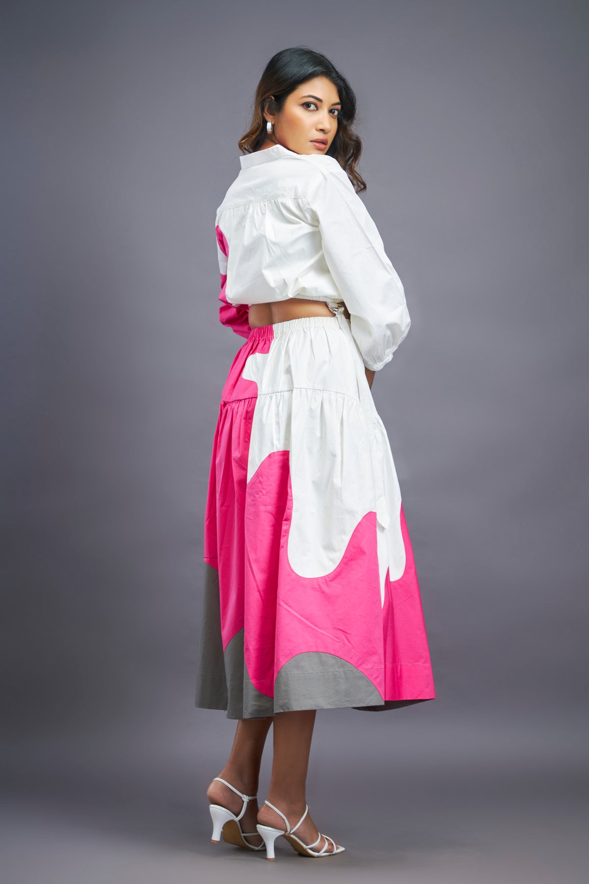 White Pink Shirt &amp; Skirt Co-ord Set