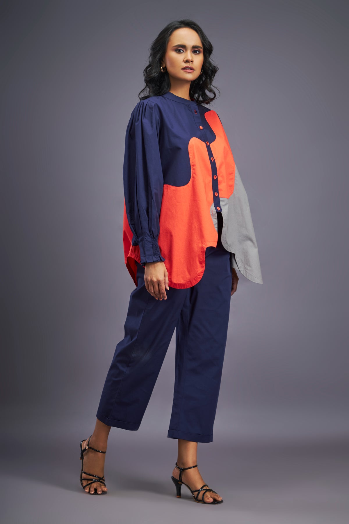 Navy Blue Orange Shirt &amp; Pants