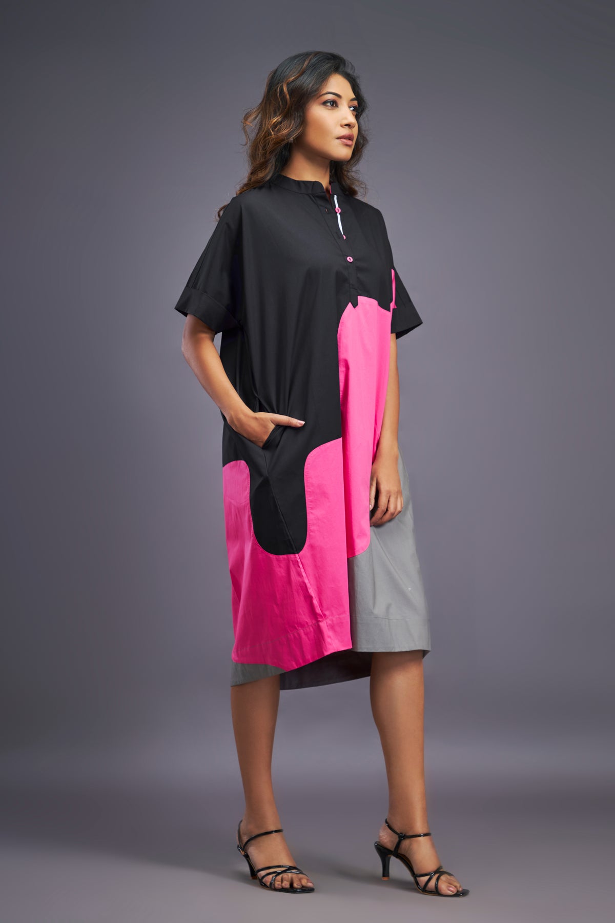 Black Pink Shift Dress