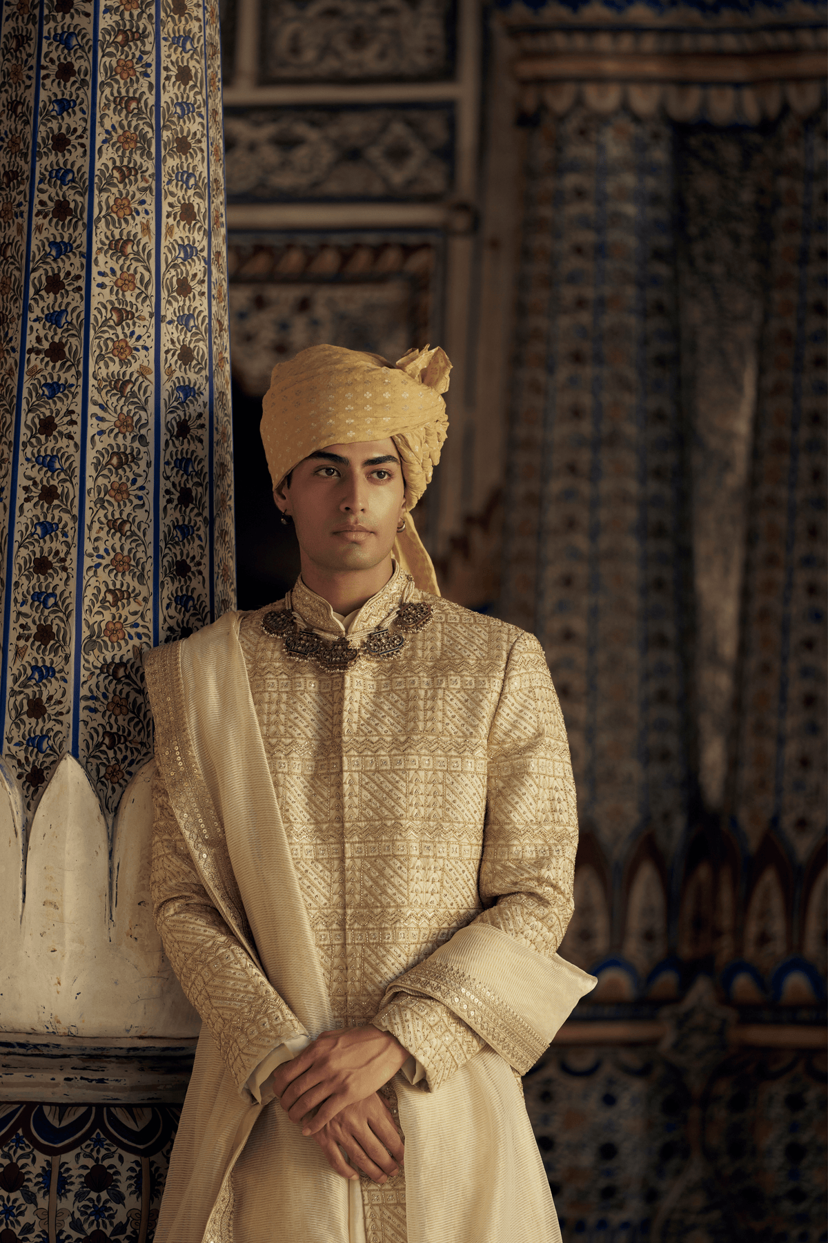 Gold Sherwani With Kurta Set