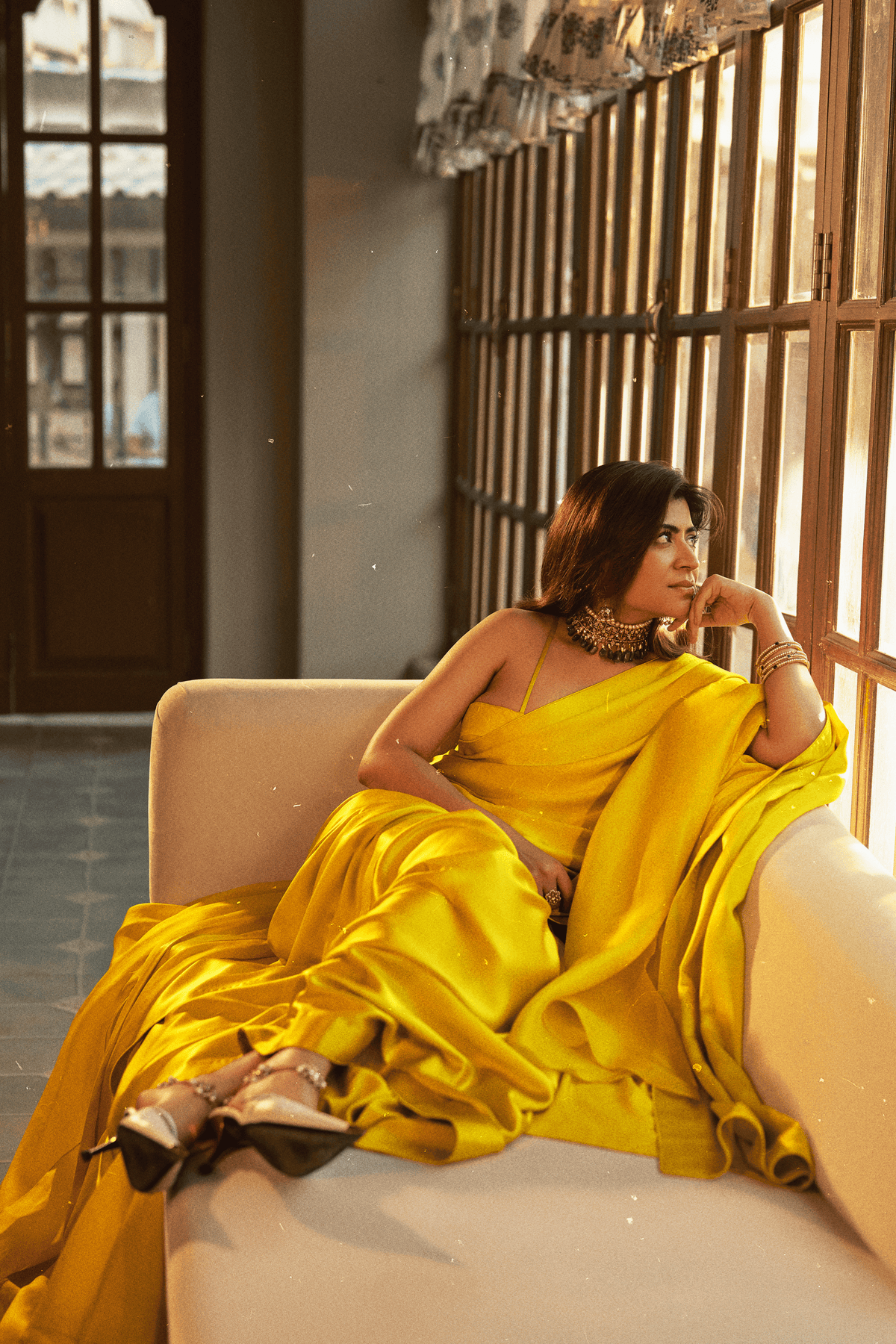 Handwoven Citrine Yellow Silk Saree