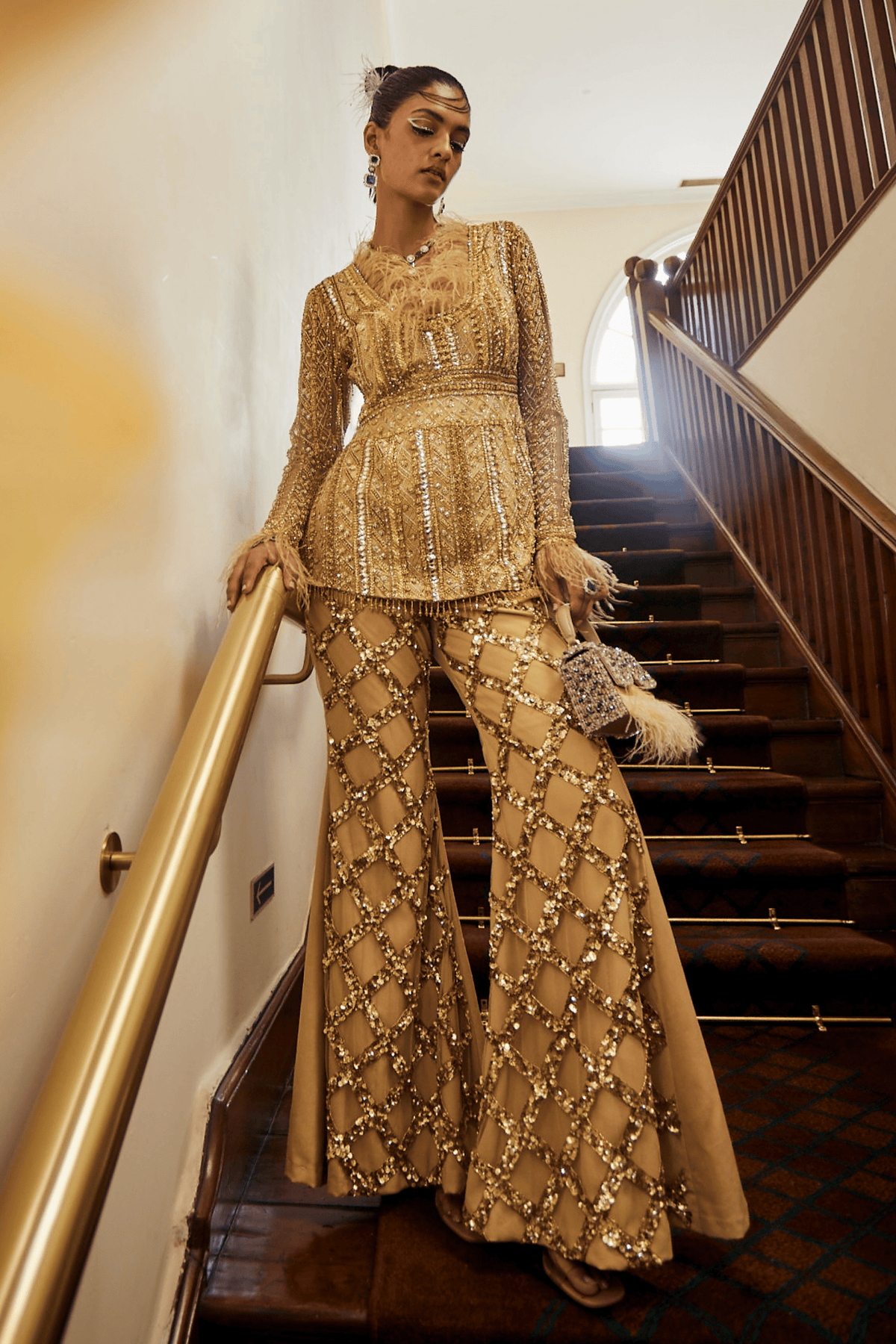 Venetion Gold Peplum Top Sharara