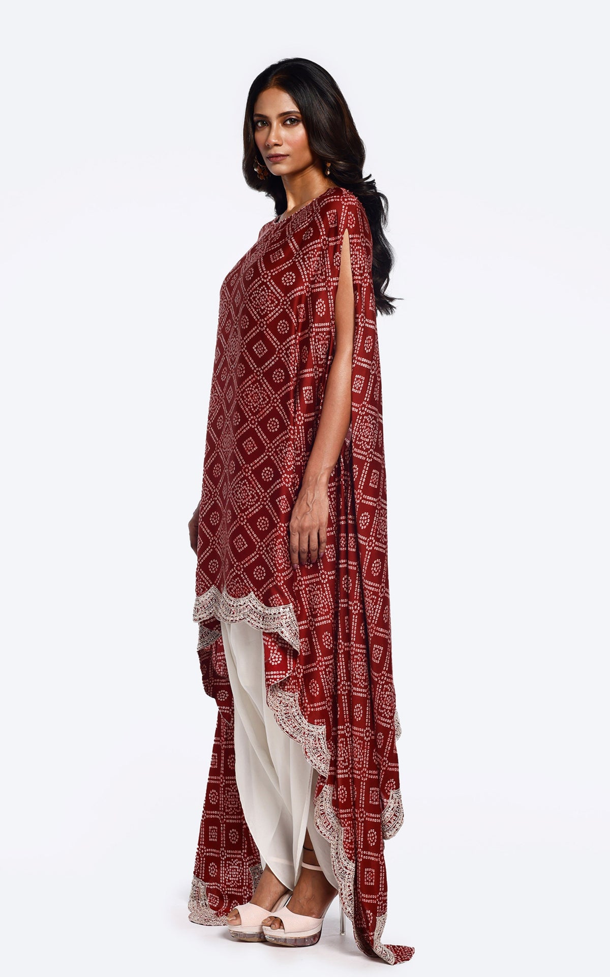 Bandhani Printed Satin Kaftan set