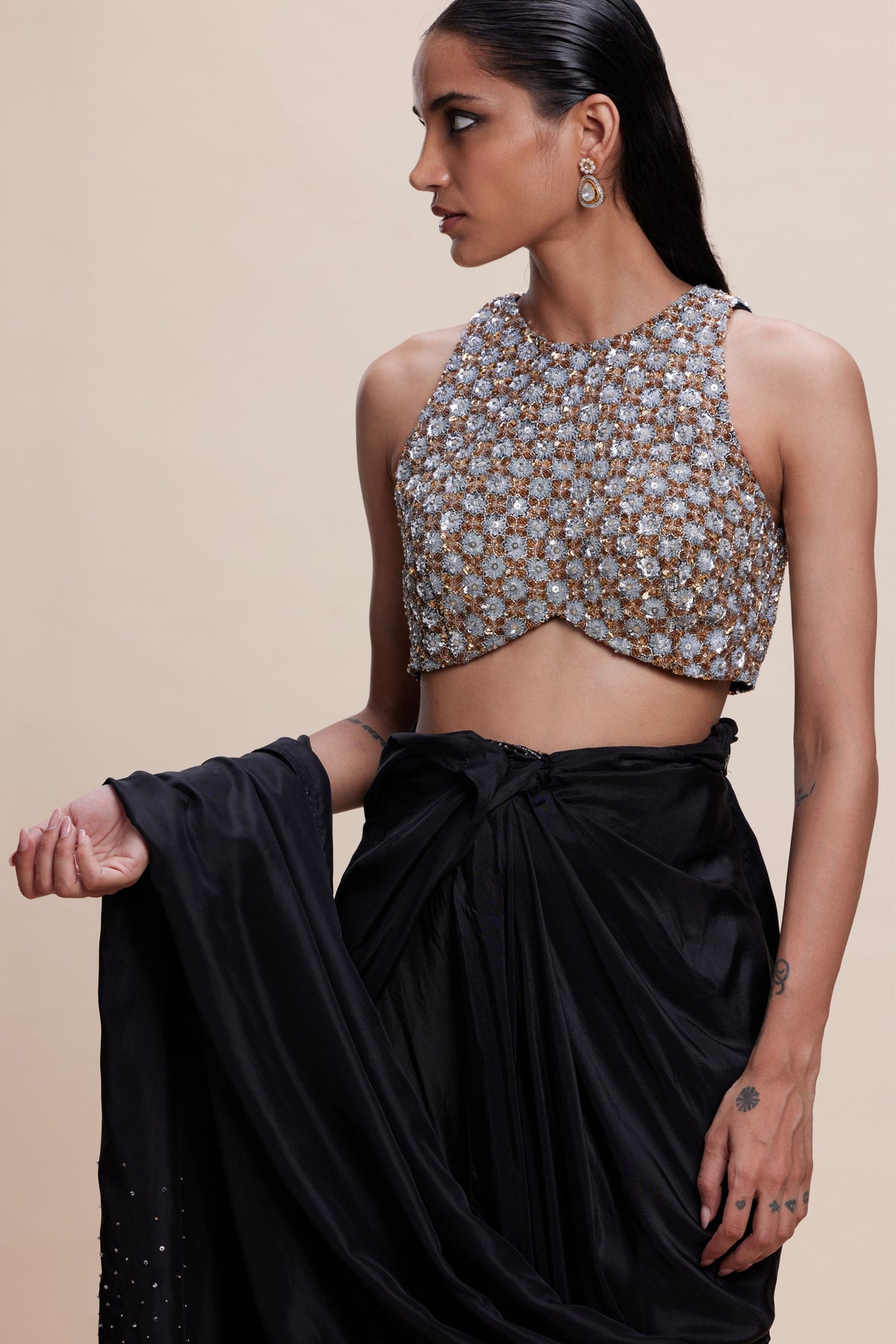 Black Embellished Saree