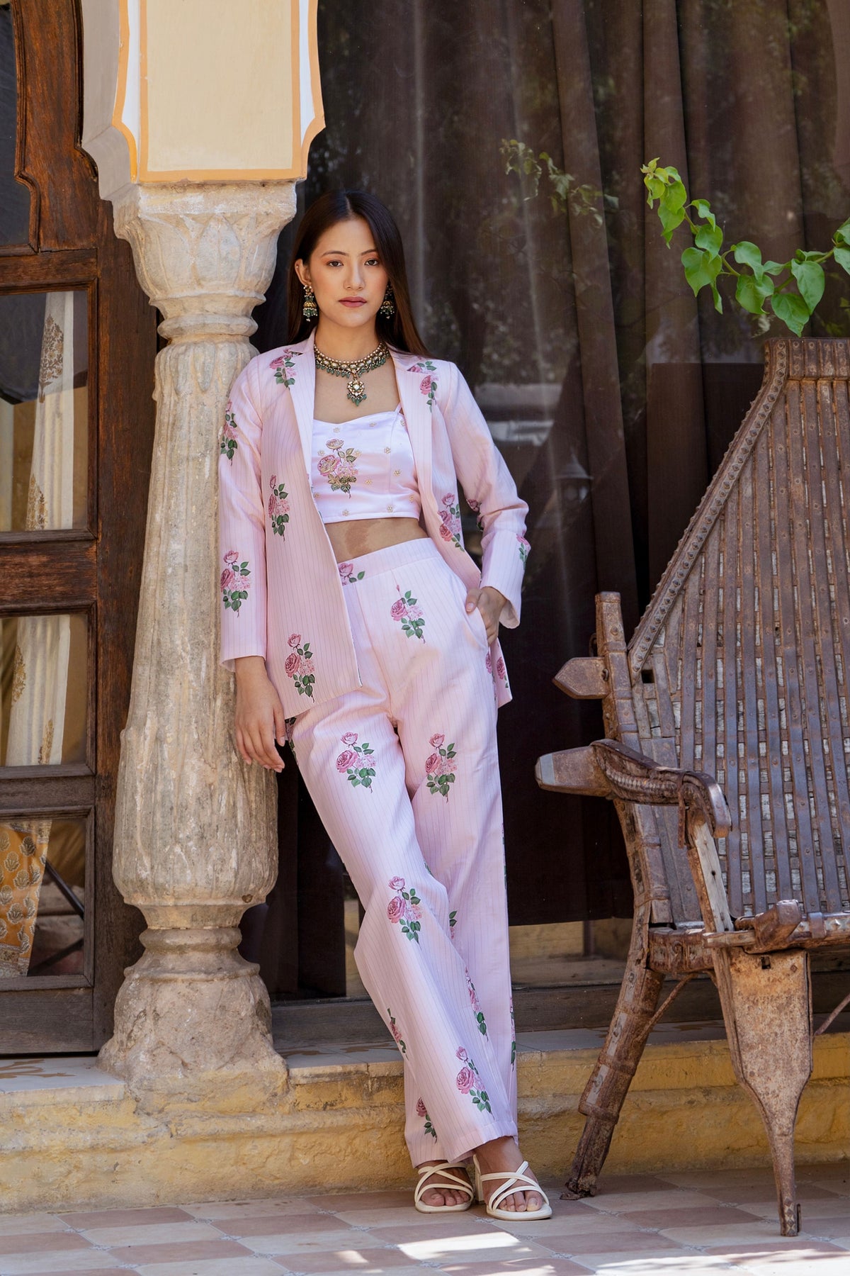 Sweet Pink Striped Pantsuit