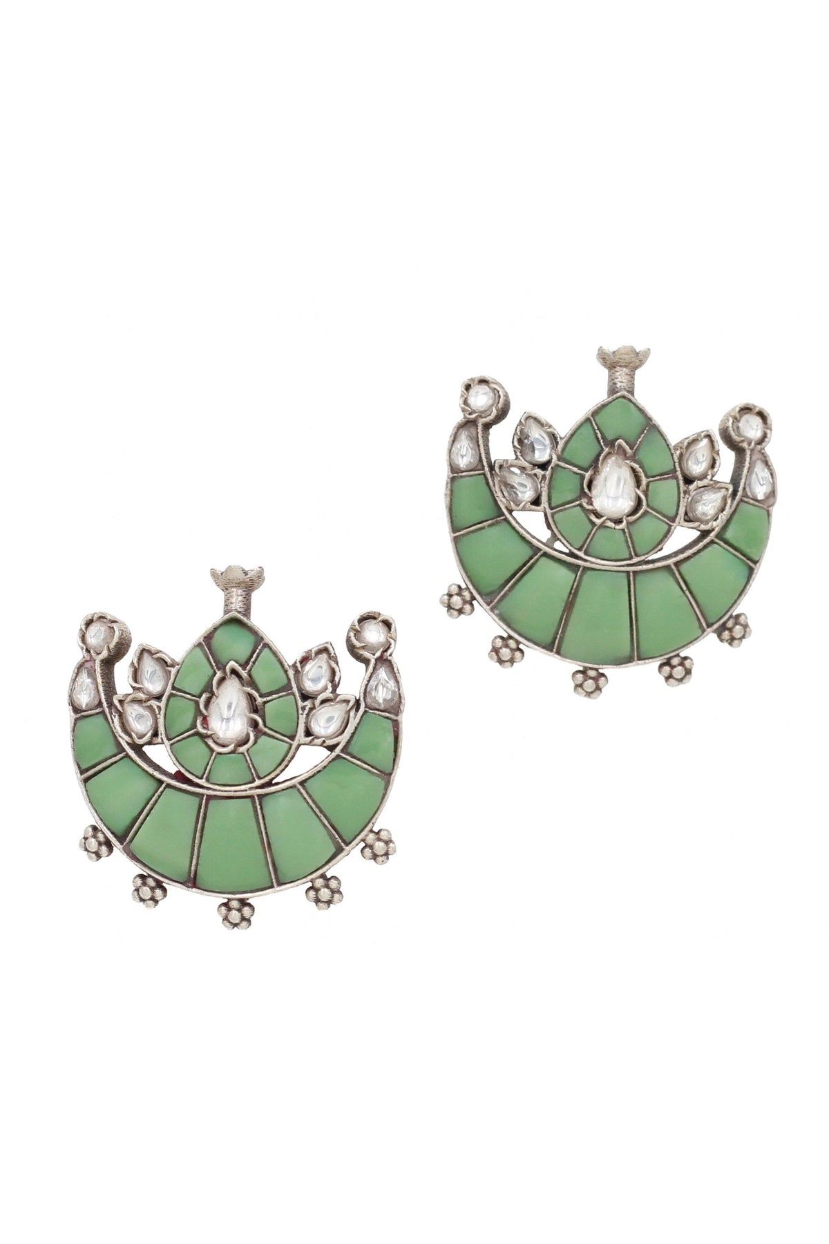 Green Fresh Silver Earrings