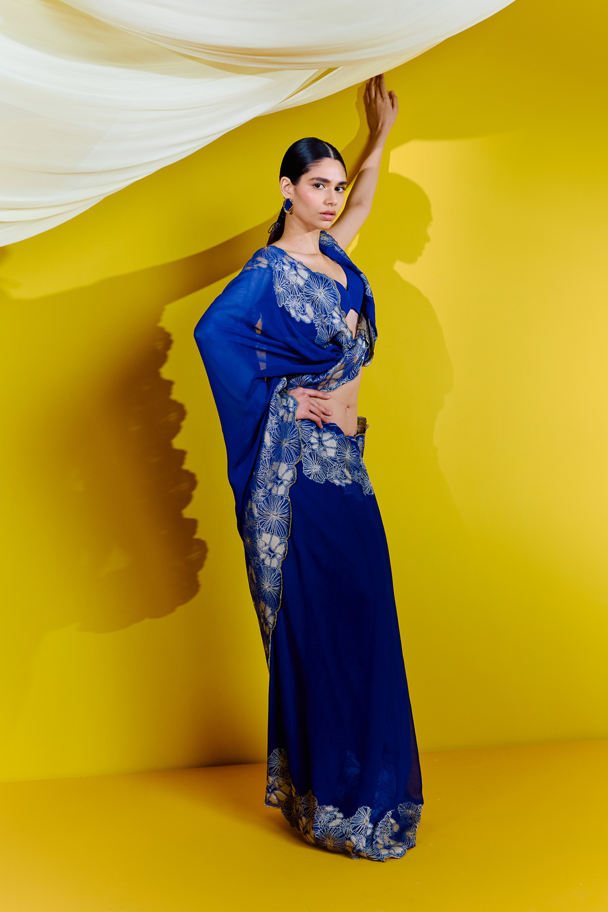 Handwoven Blue Georgette Saree