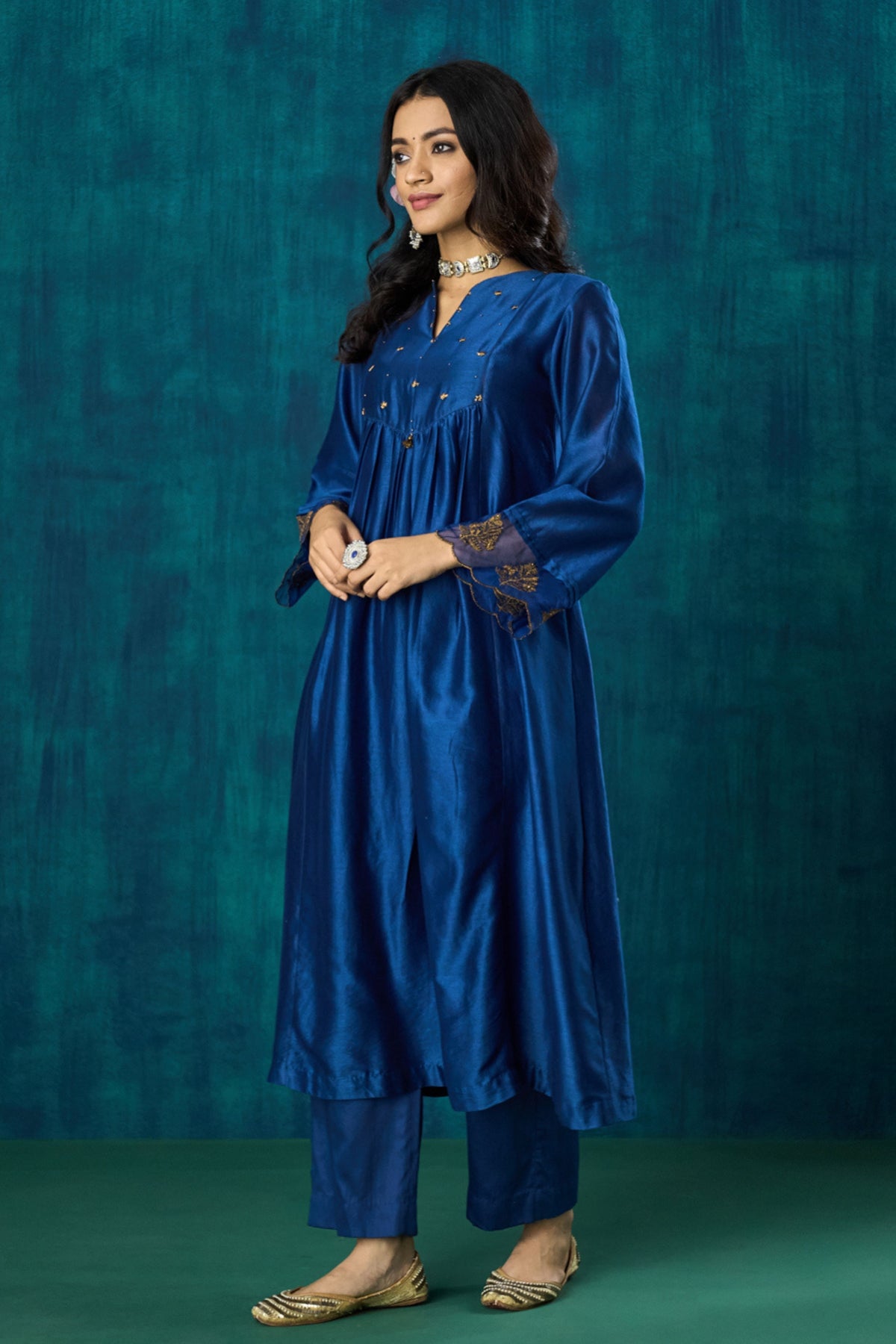 Navy Hand-embroidered Kurta Sets