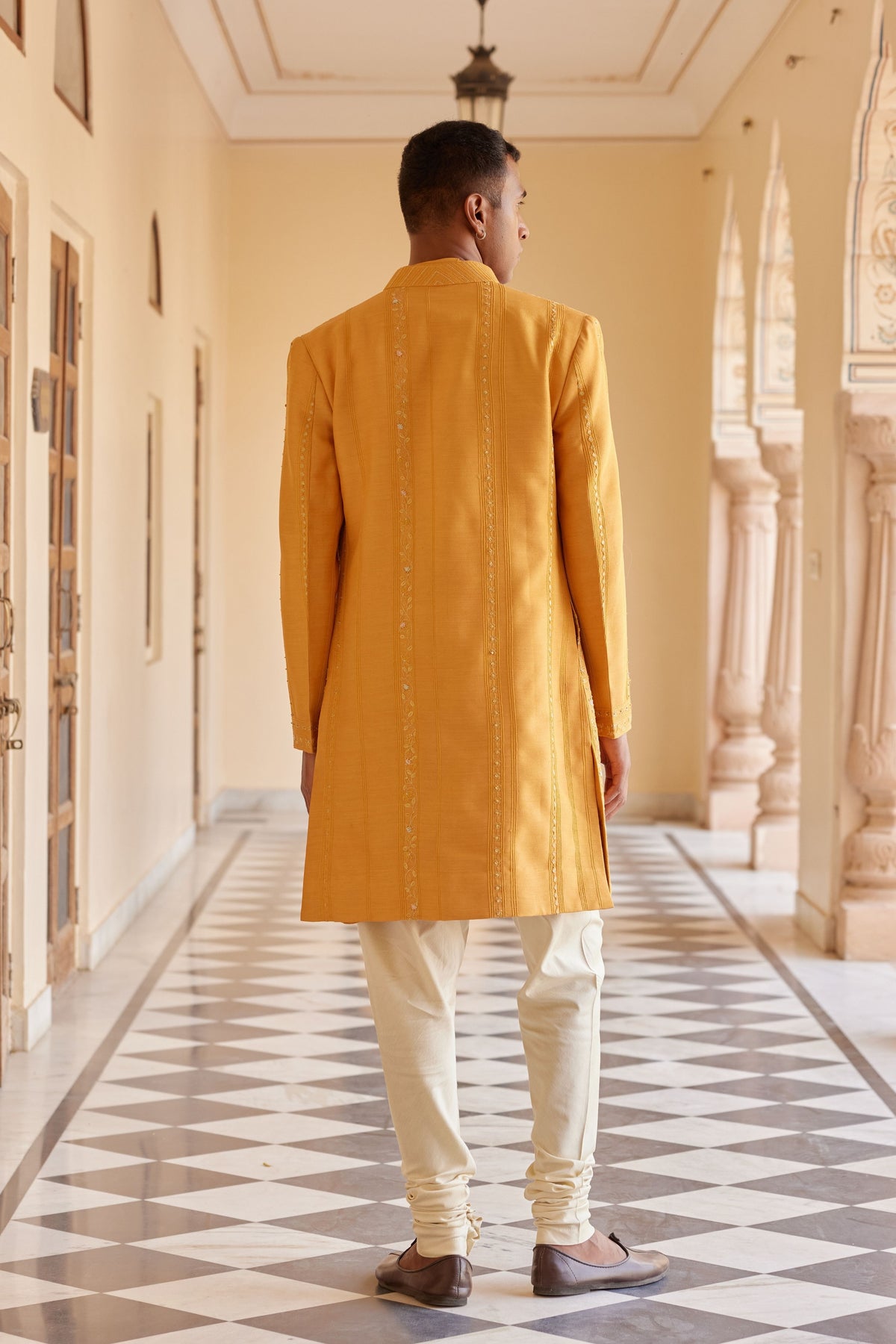 Orange Peel Sherwani Set