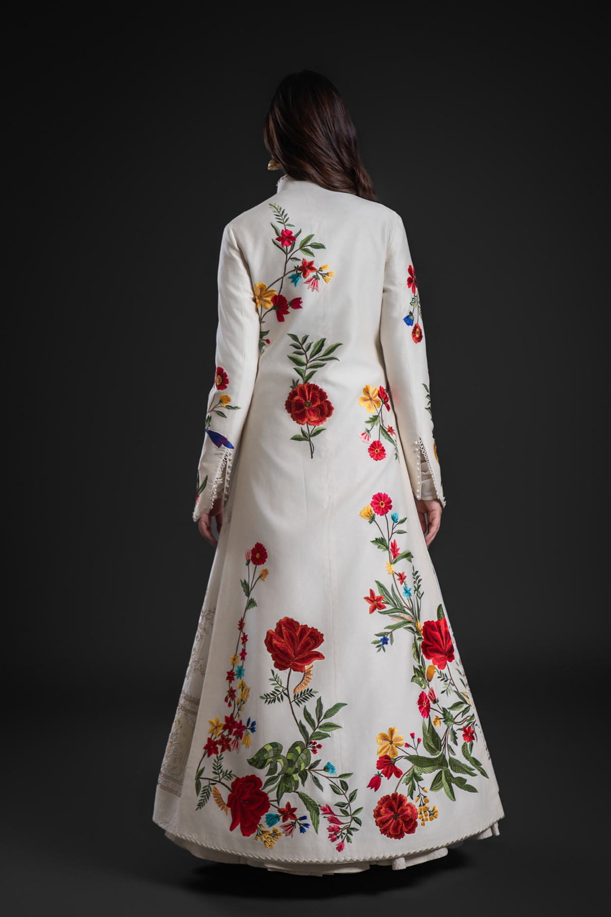 Elegant Ivory Long Jacket In Chanderi