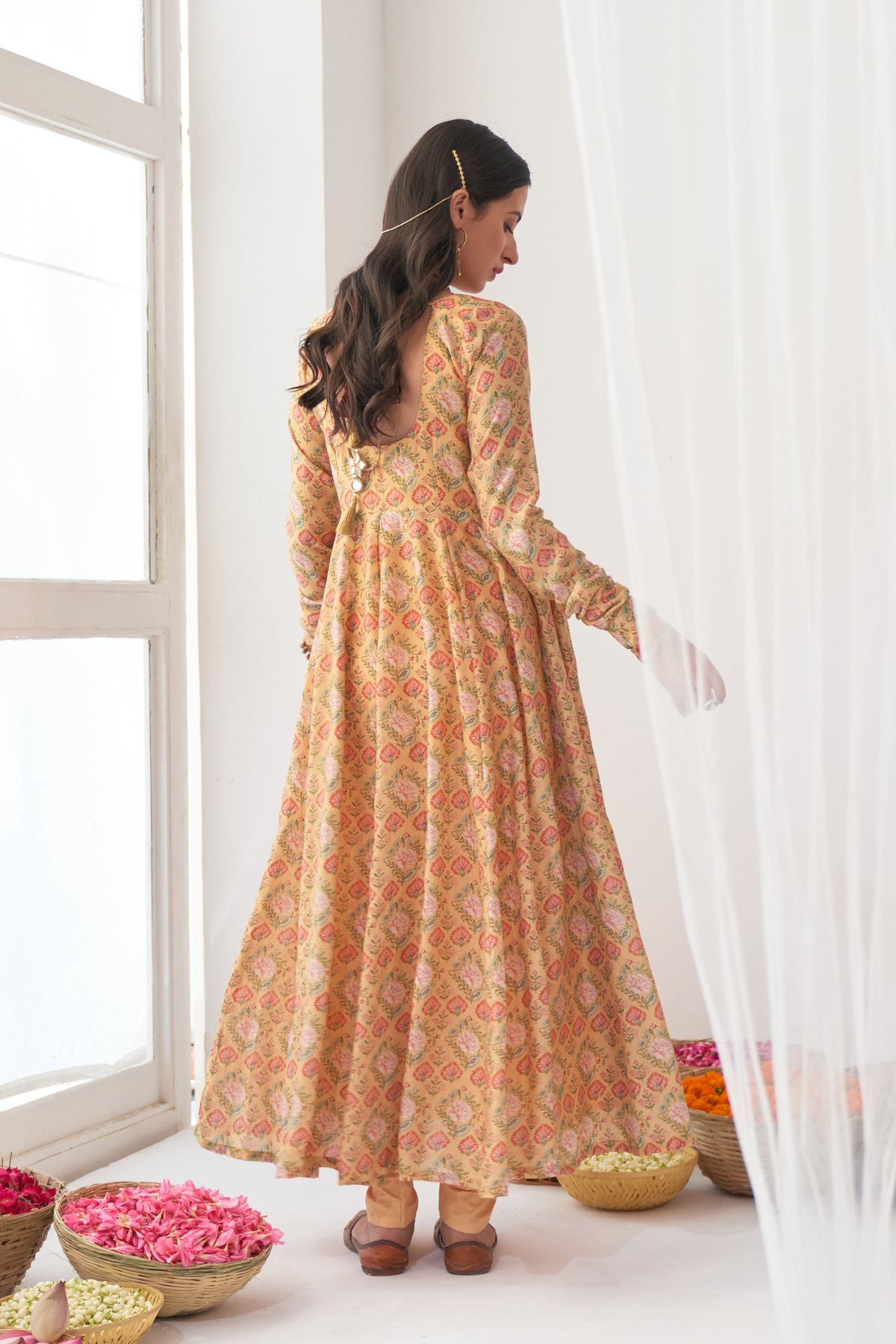 Yellow Peony Anarkali Chudidar