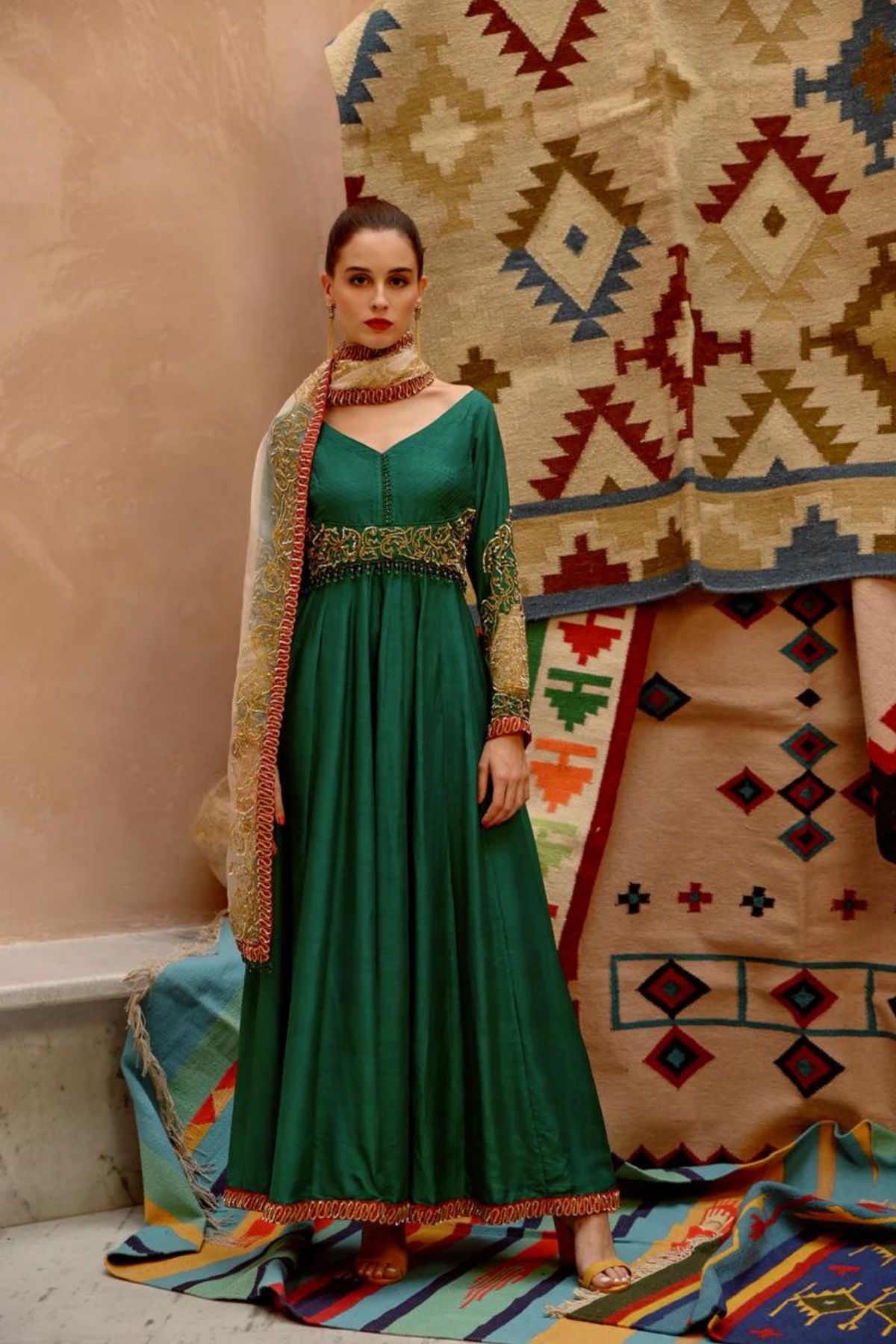 Emerald Green Anarkali Set