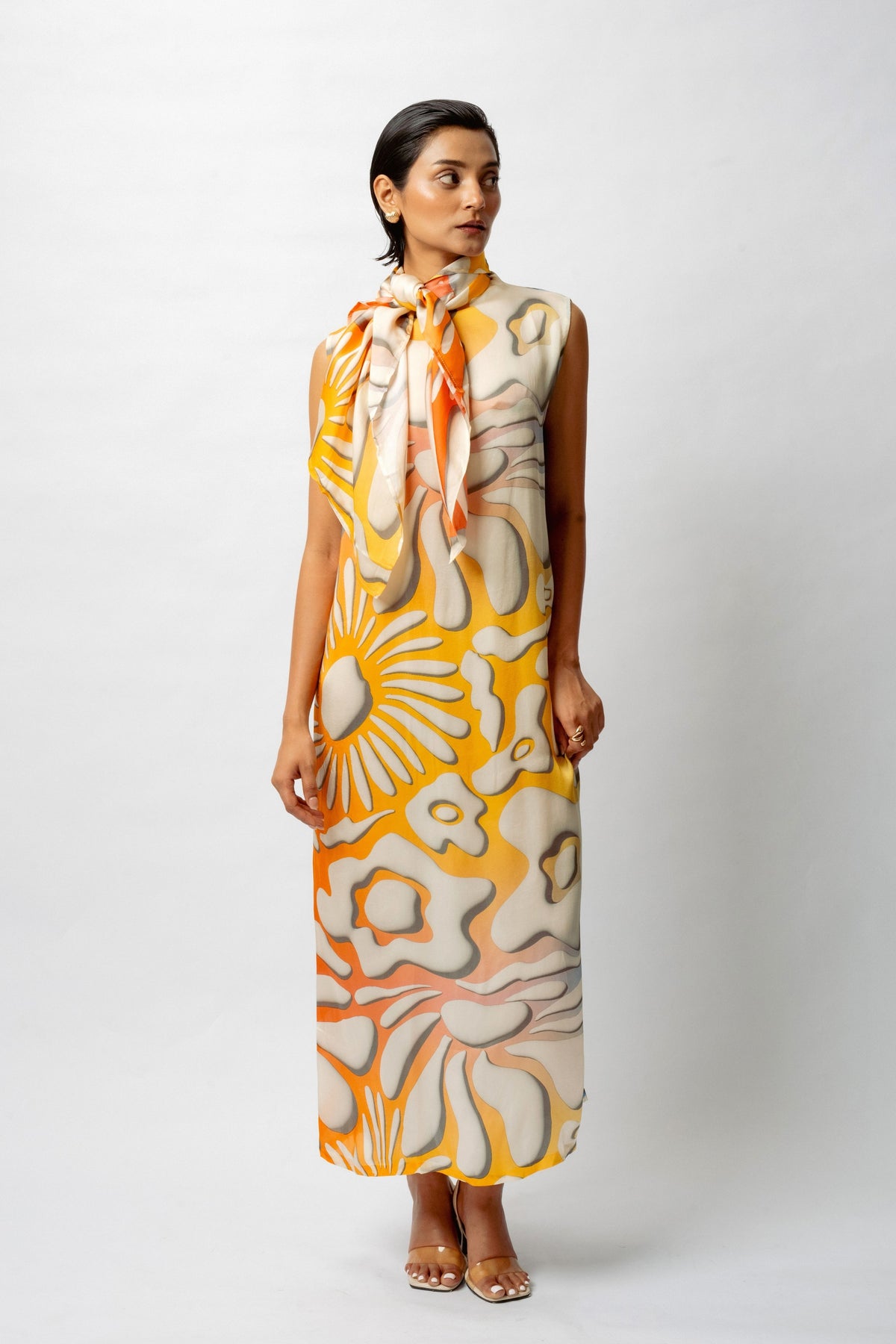 Multicolor Satin Bliss Print Resort Dress