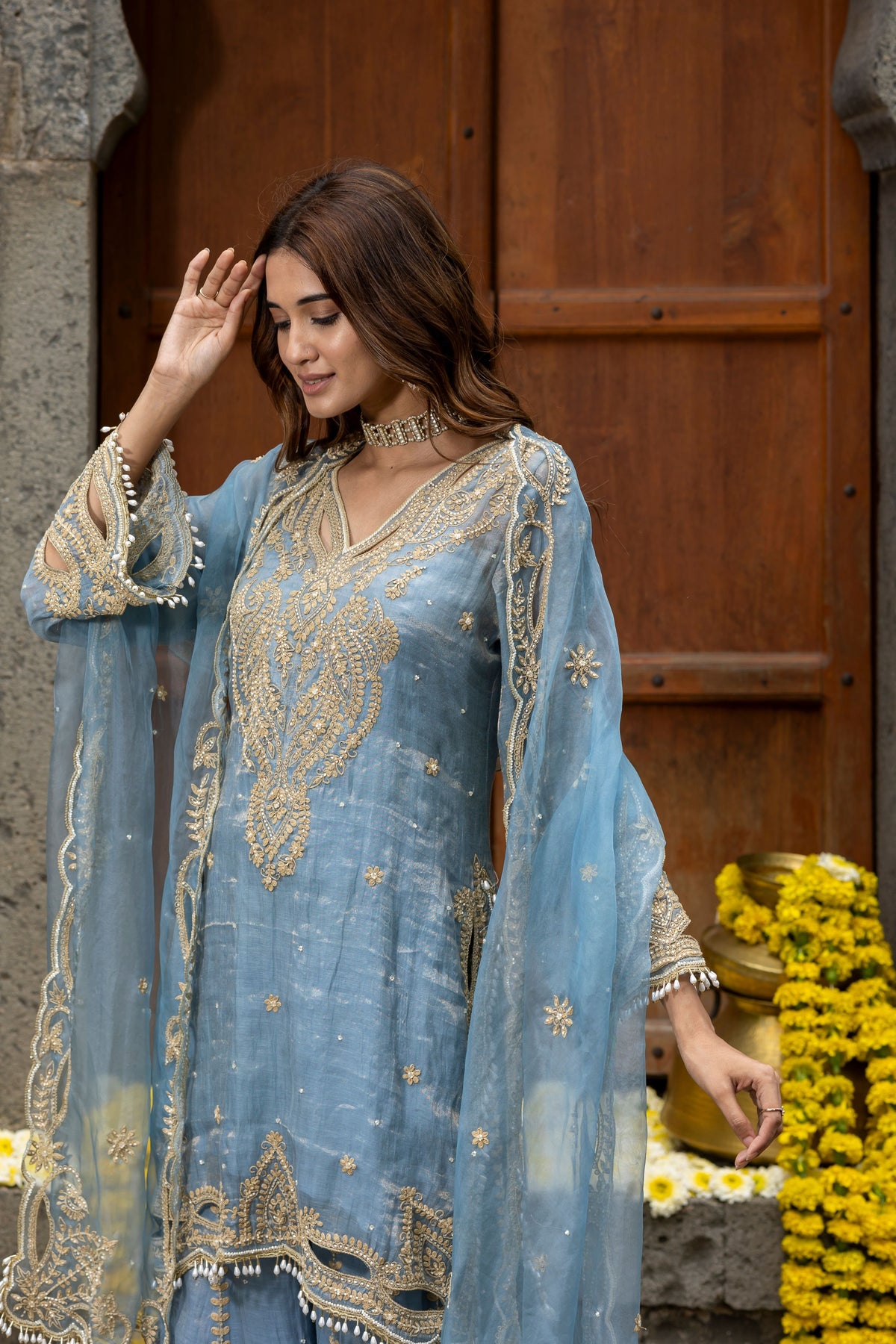 Blue Sharara Set