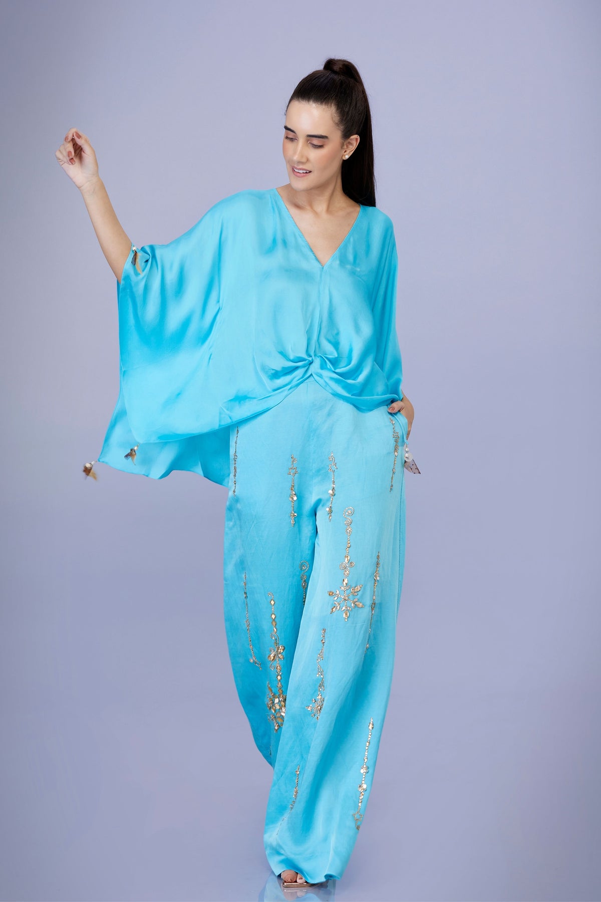 Draped Kaftan in Pop Blue