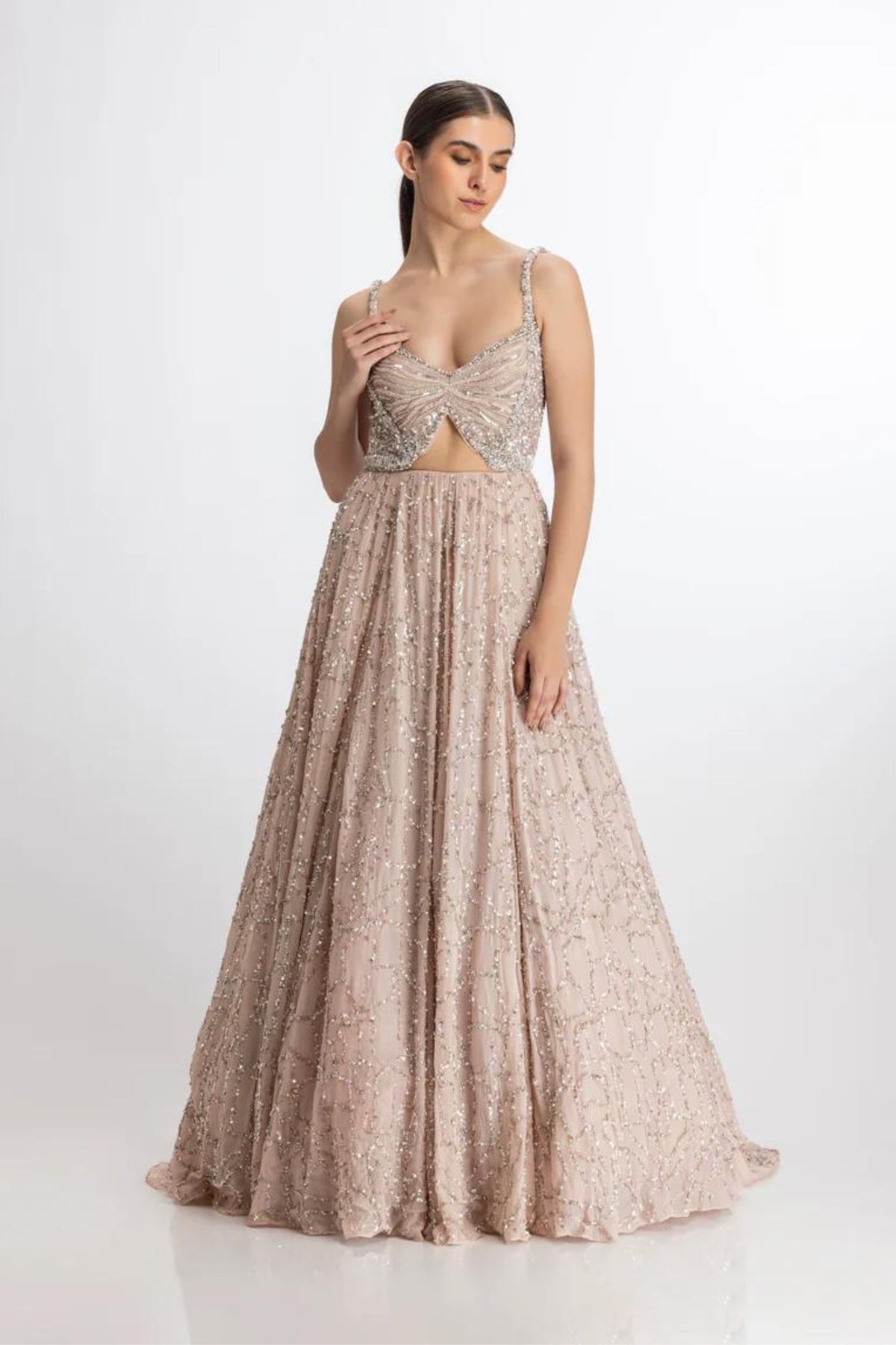 Pale pink cut-out gown