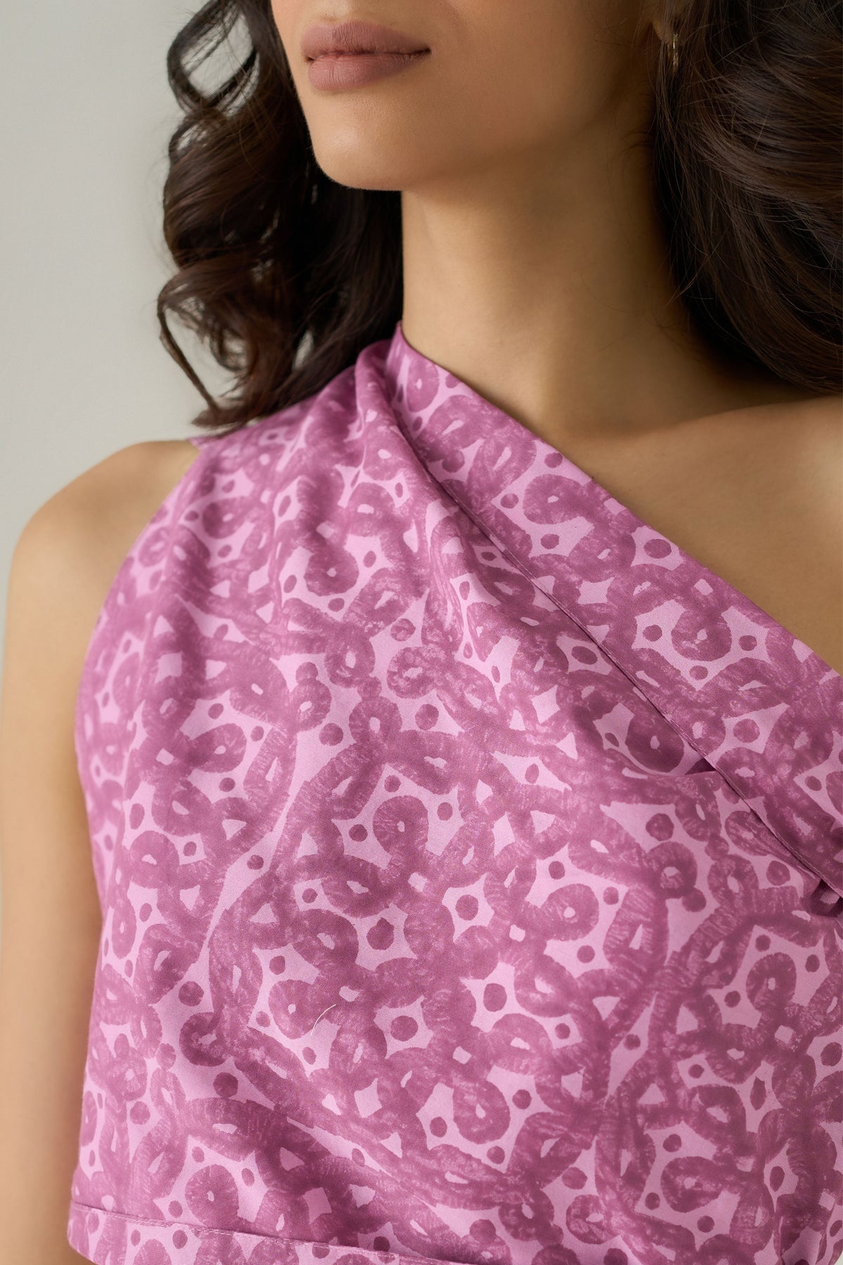 Kolam One-shoulder Sari Top