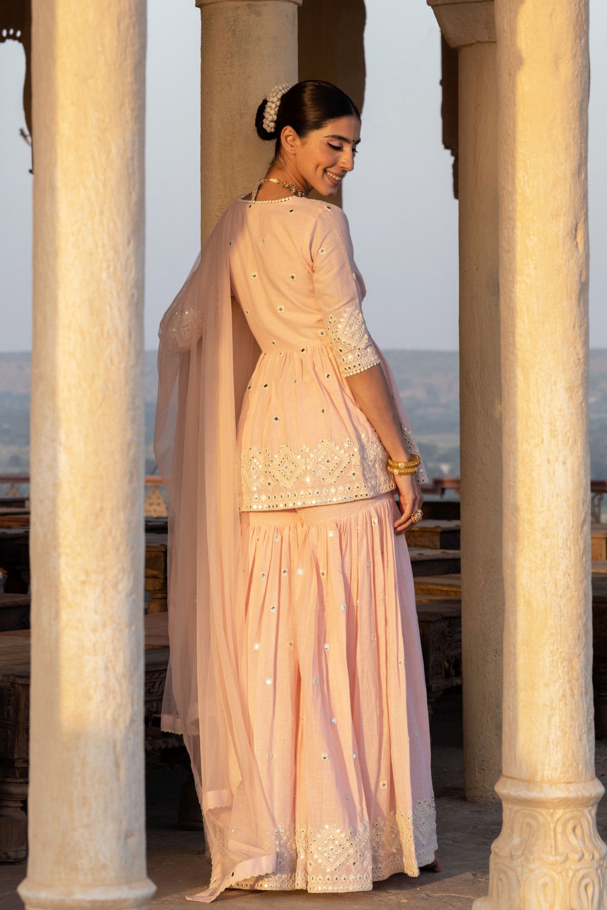 Blush Pink Diamond Sharara Set