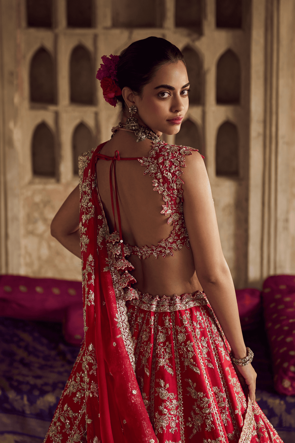 Red Roshini Lehenga Set