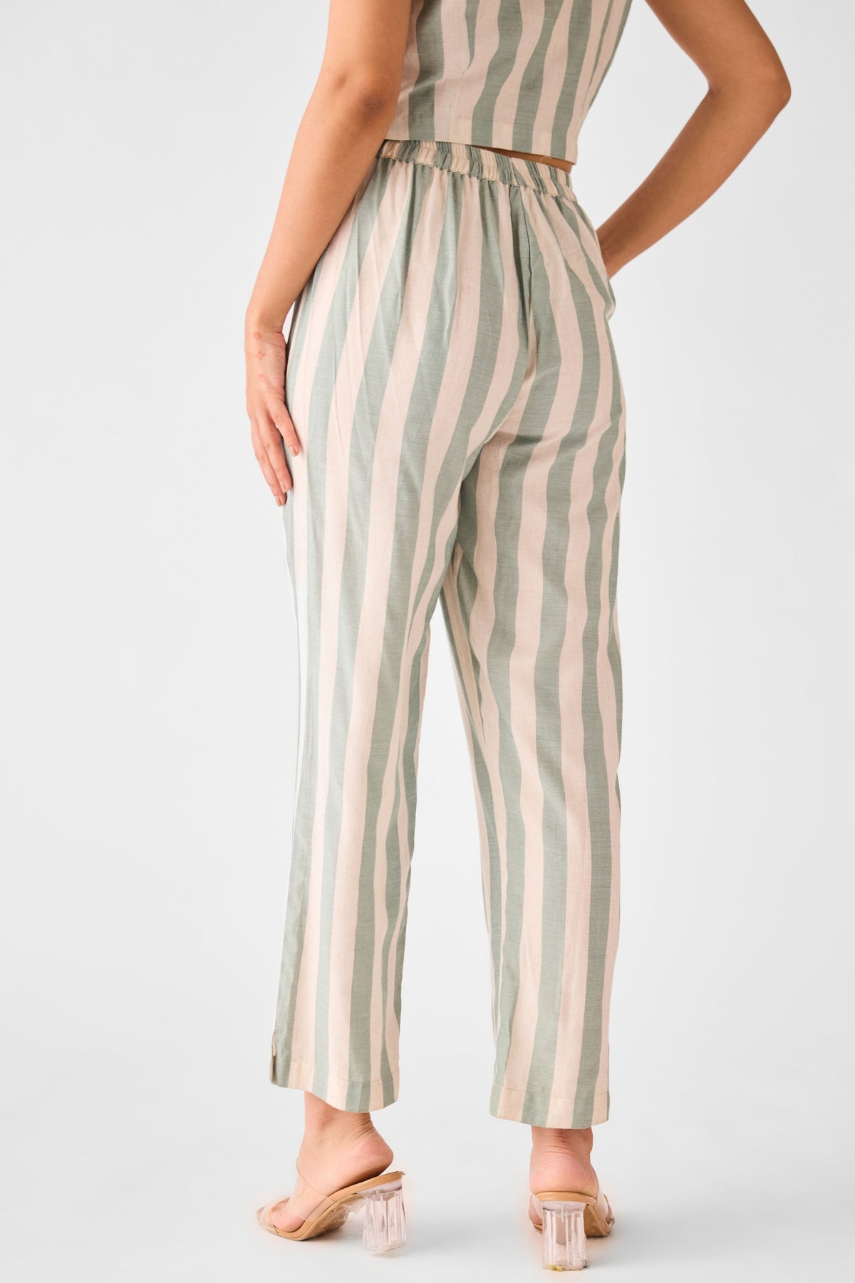 Ivory Abstract Lines Trousers