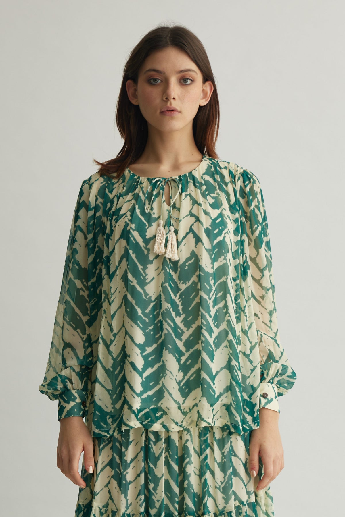 Mint Chevron Top