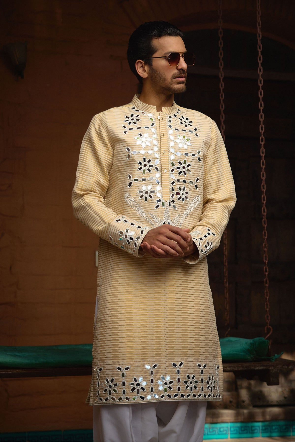 Juna Mahal Gold Kurta Set