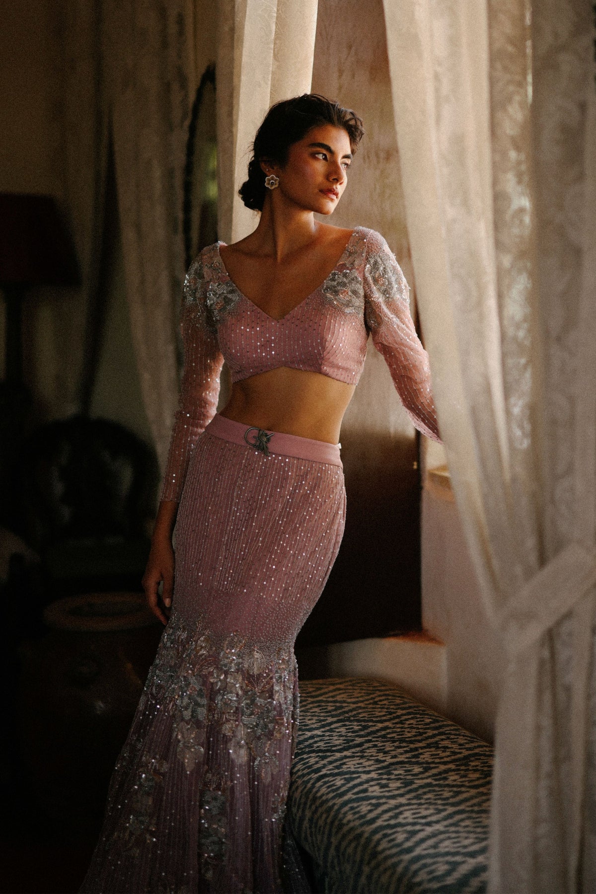 Mauve Dutchess Mermaid Lehenga Set