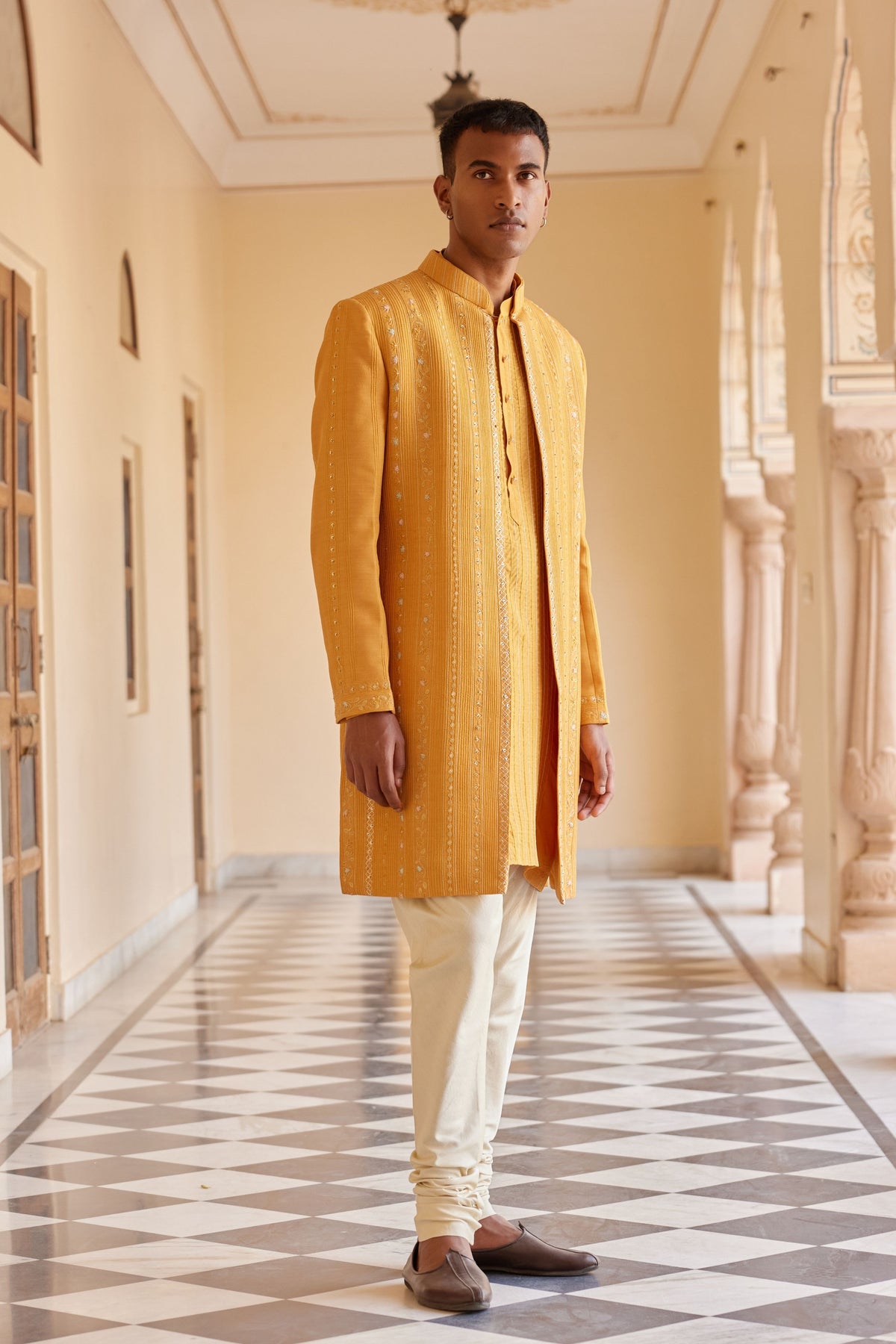 Orange Peel Sherwani Set